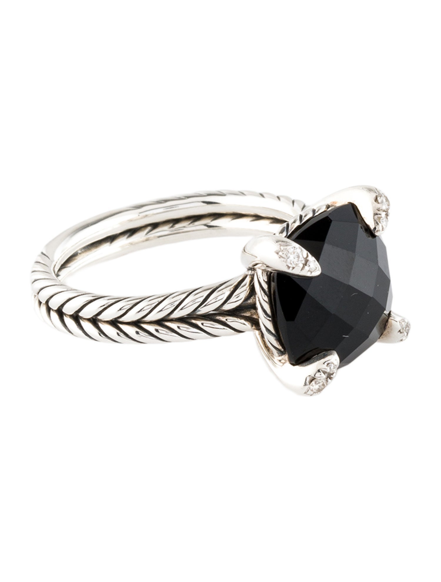 David Yurman Onyx & Diamond Chatelaine Ring