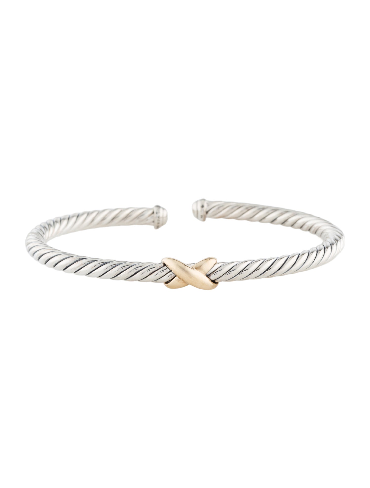 David Yurman Two-Tone X Classic Cable Station Cuff Bracelet