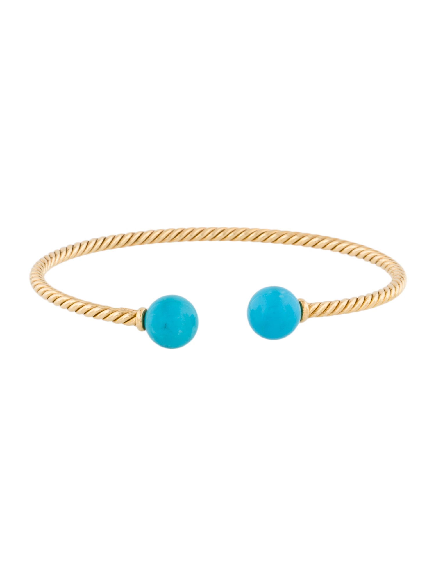 David Yurman 18K Turquoise Solari Cablespira Cuff Bracelet