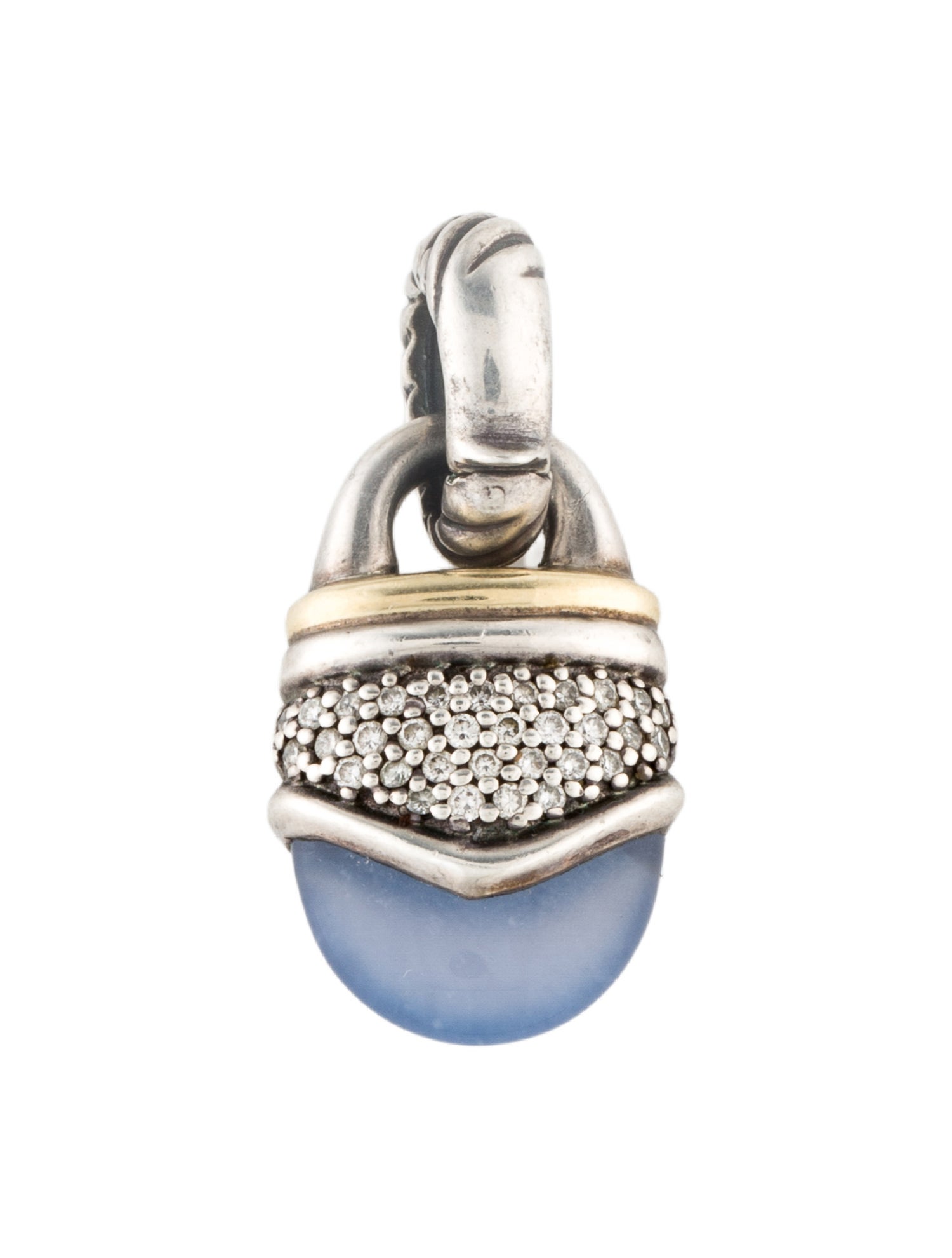 David Yurman Vintage Dyed Chalcedony & Diamond Acorn Pendant