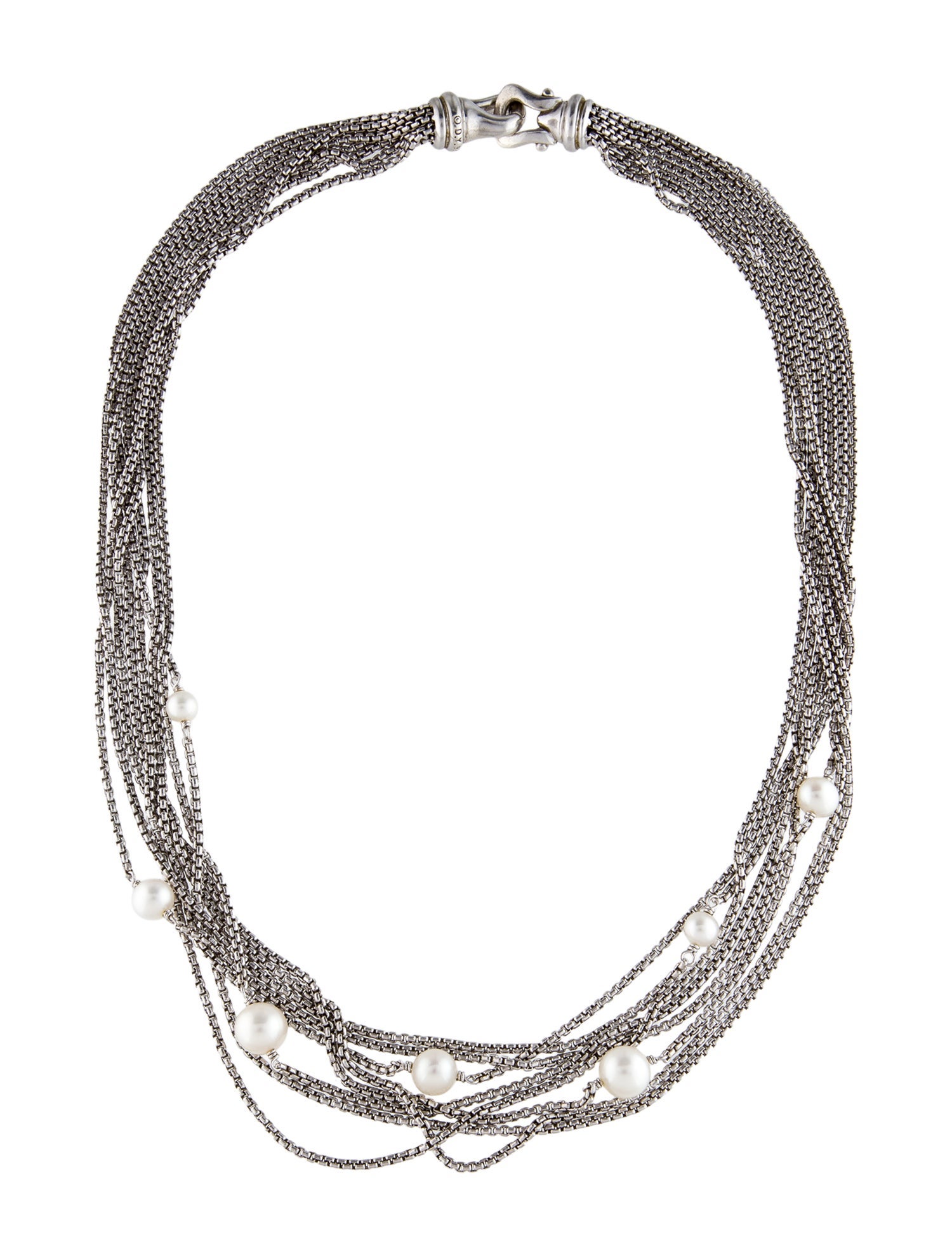 David Yurman Pearl 8 Row Box Chain Necklace