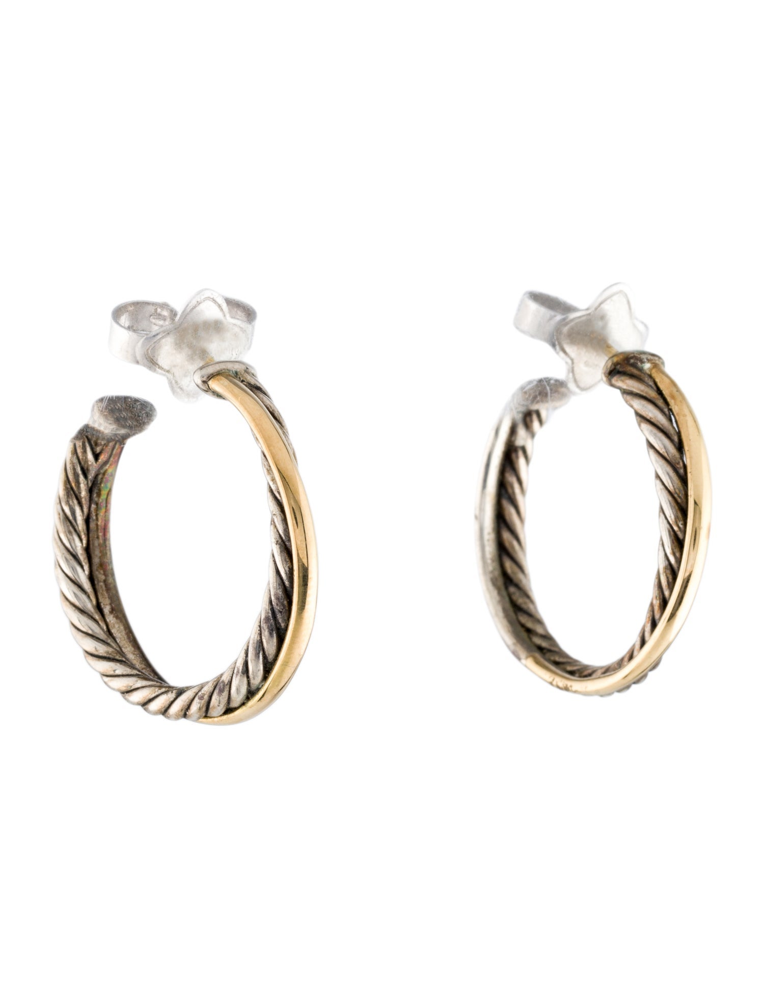 David Yurman Two-Tone Crossover Hoop Earrings