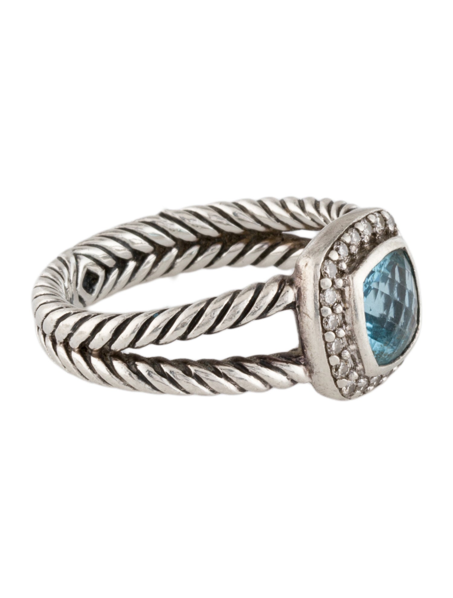 David Yurman Topaz & Diamond Petite Albion Ring