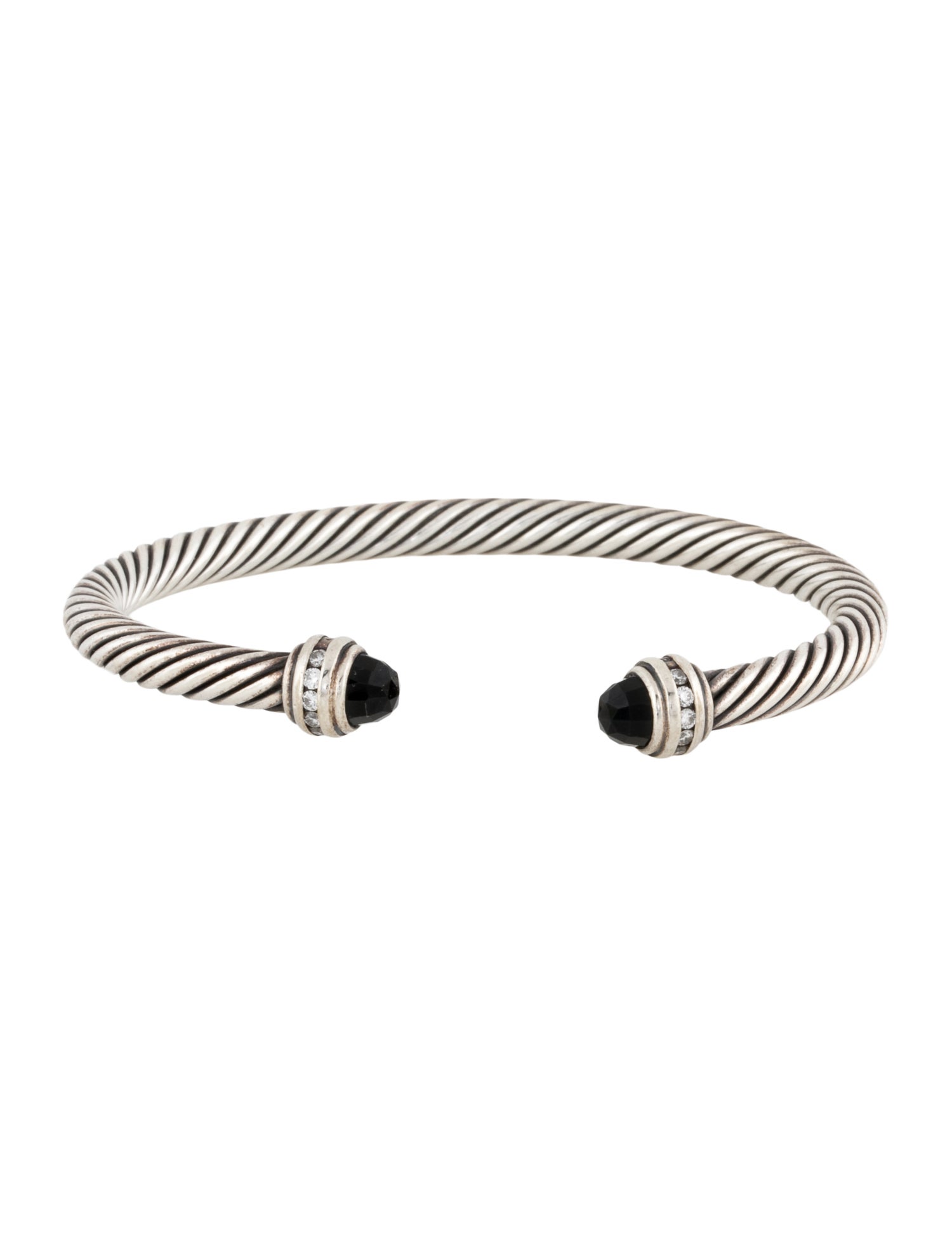David Yurman Onyx & Diamond Classic Cable Cuff Bracelet