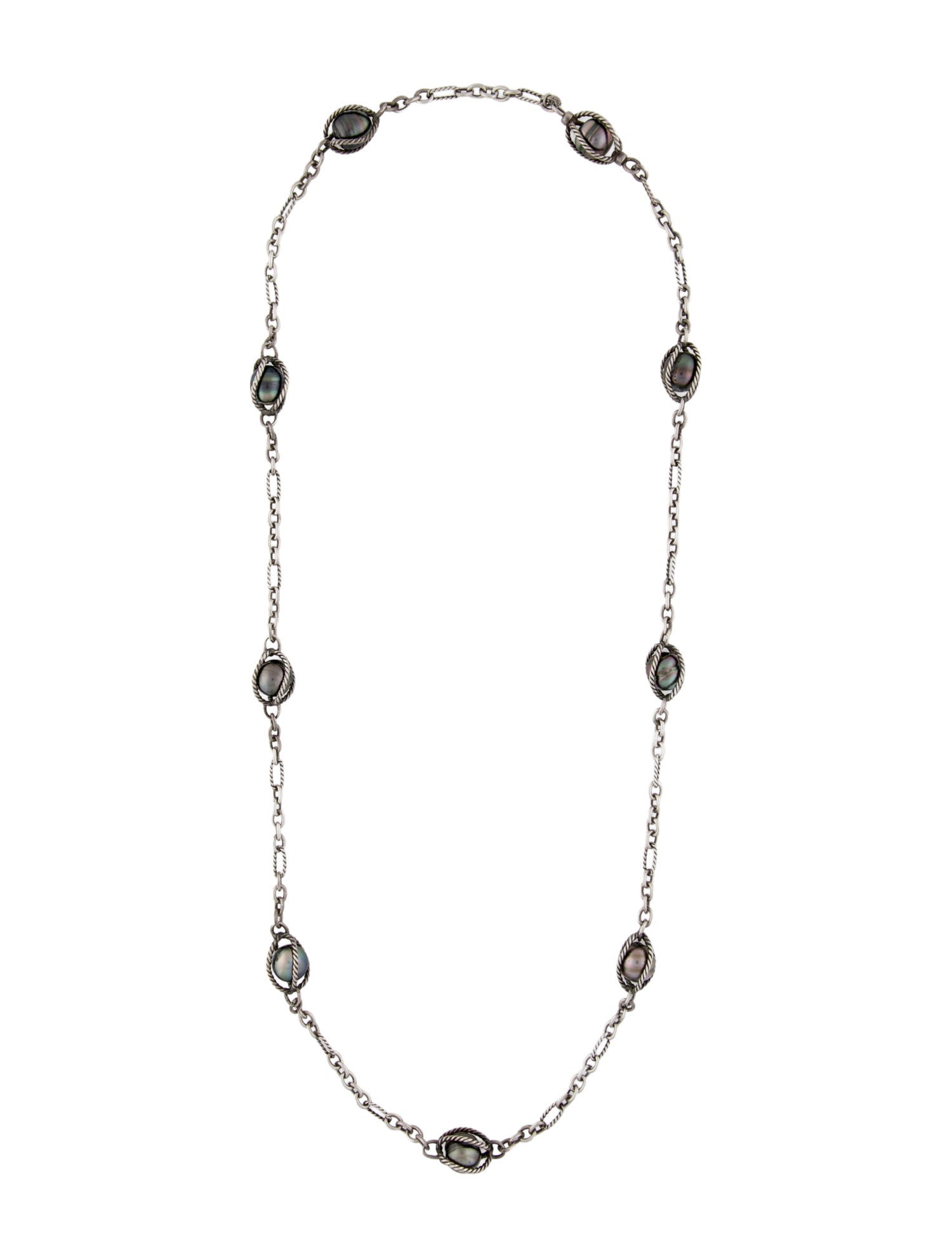David Yurman Pearl Cage Station Necklace