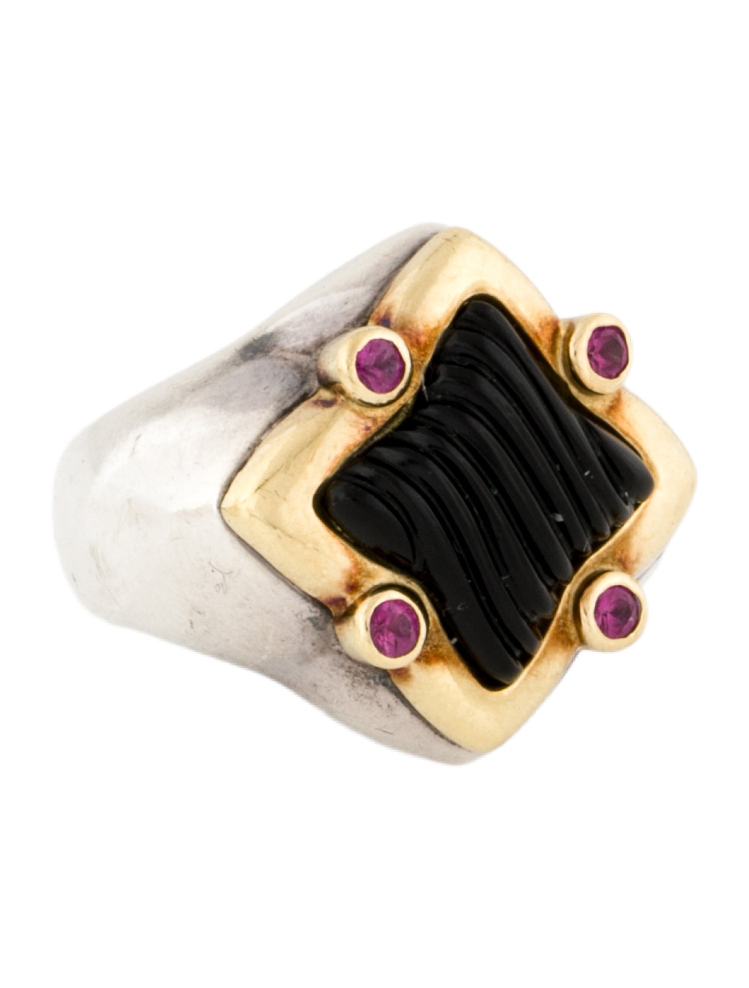 David Yurman Onyx & Ruby Quatrefoil Cocktail Ring