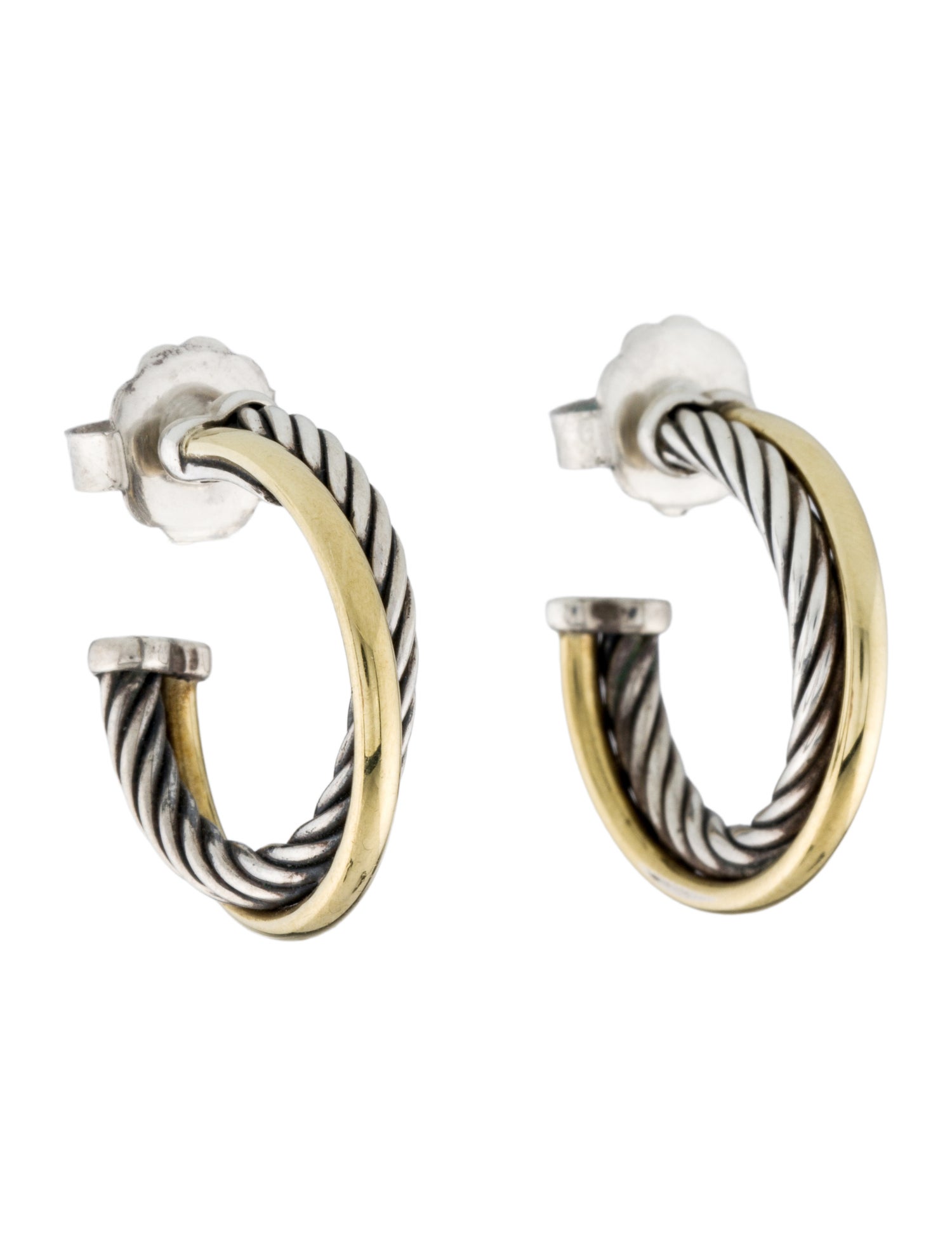 David Yurman Two-Tone Crossover Hoop Earrings