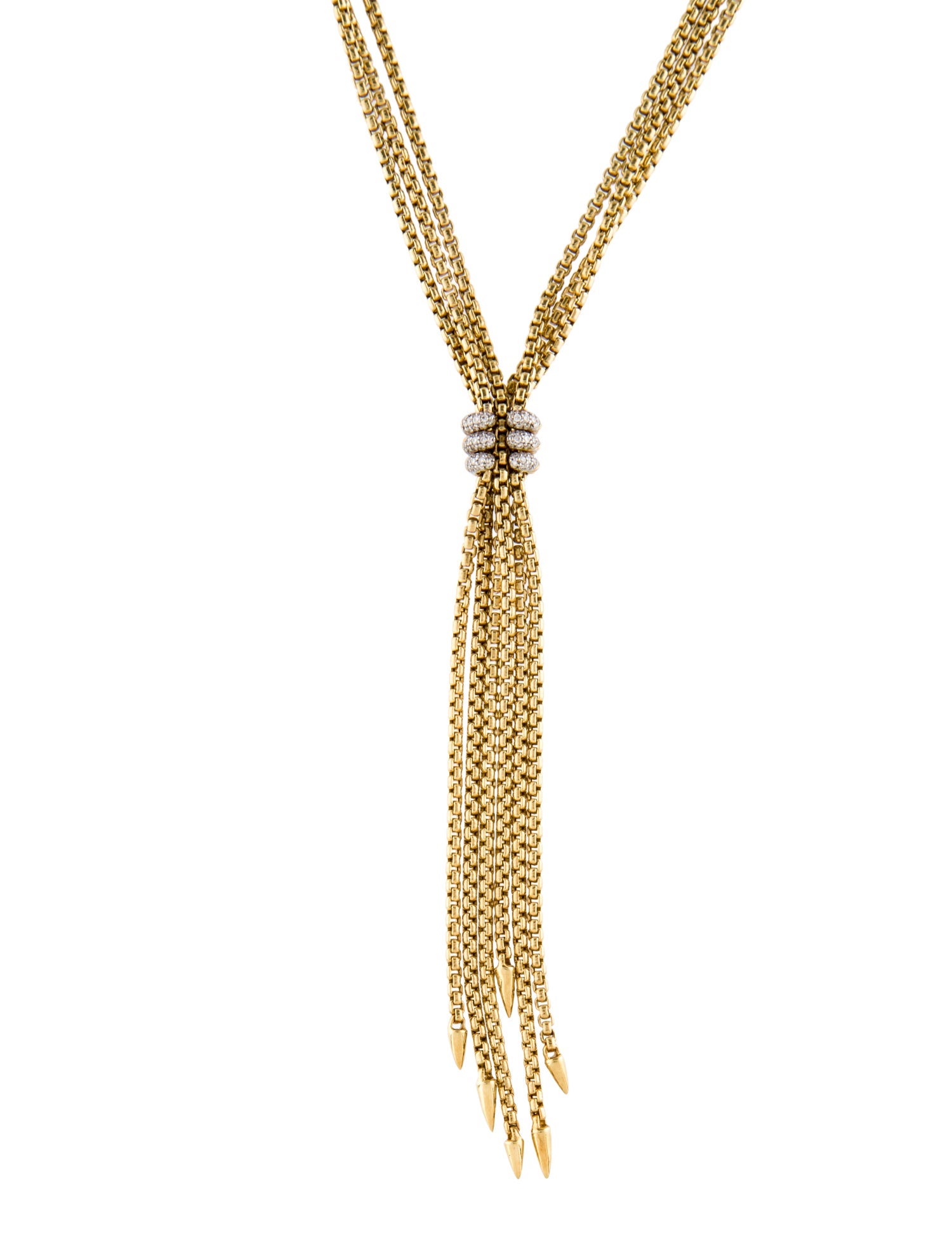 David Yurman 18K Diamond Willow Tassel Necklace