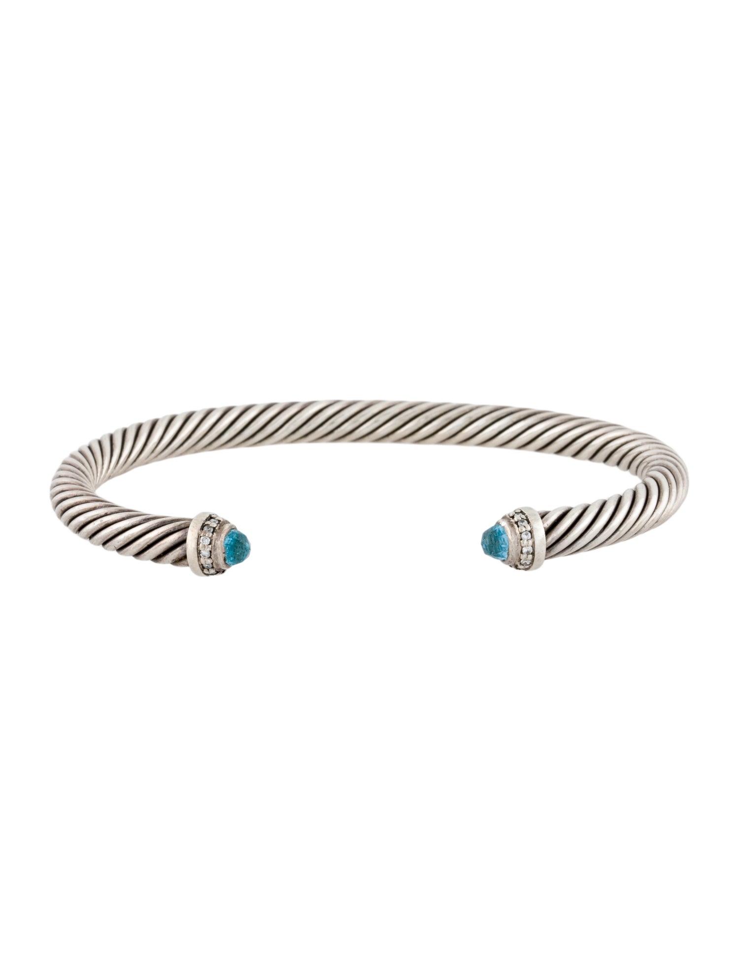 David Yurman Topaz & Diamond Classic Cable Cuff Bracelet