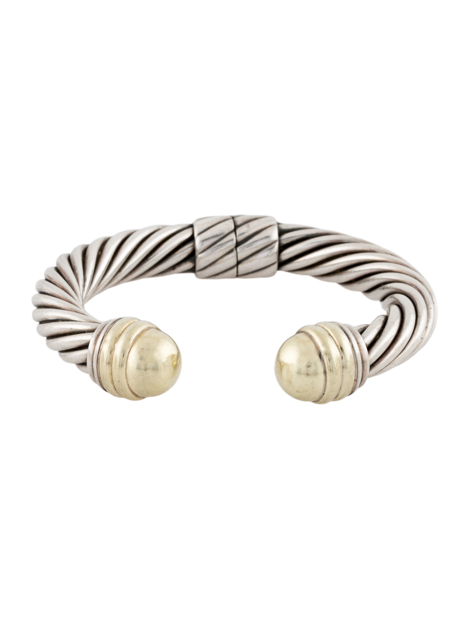 David Yurman Two-Tone Dome Cable Hinged Cuff Bracelet