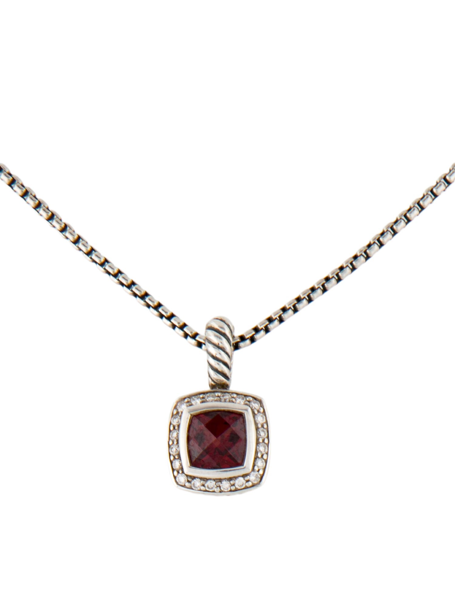 David Yurman Garnet & Diamond Petite Albion Necklace