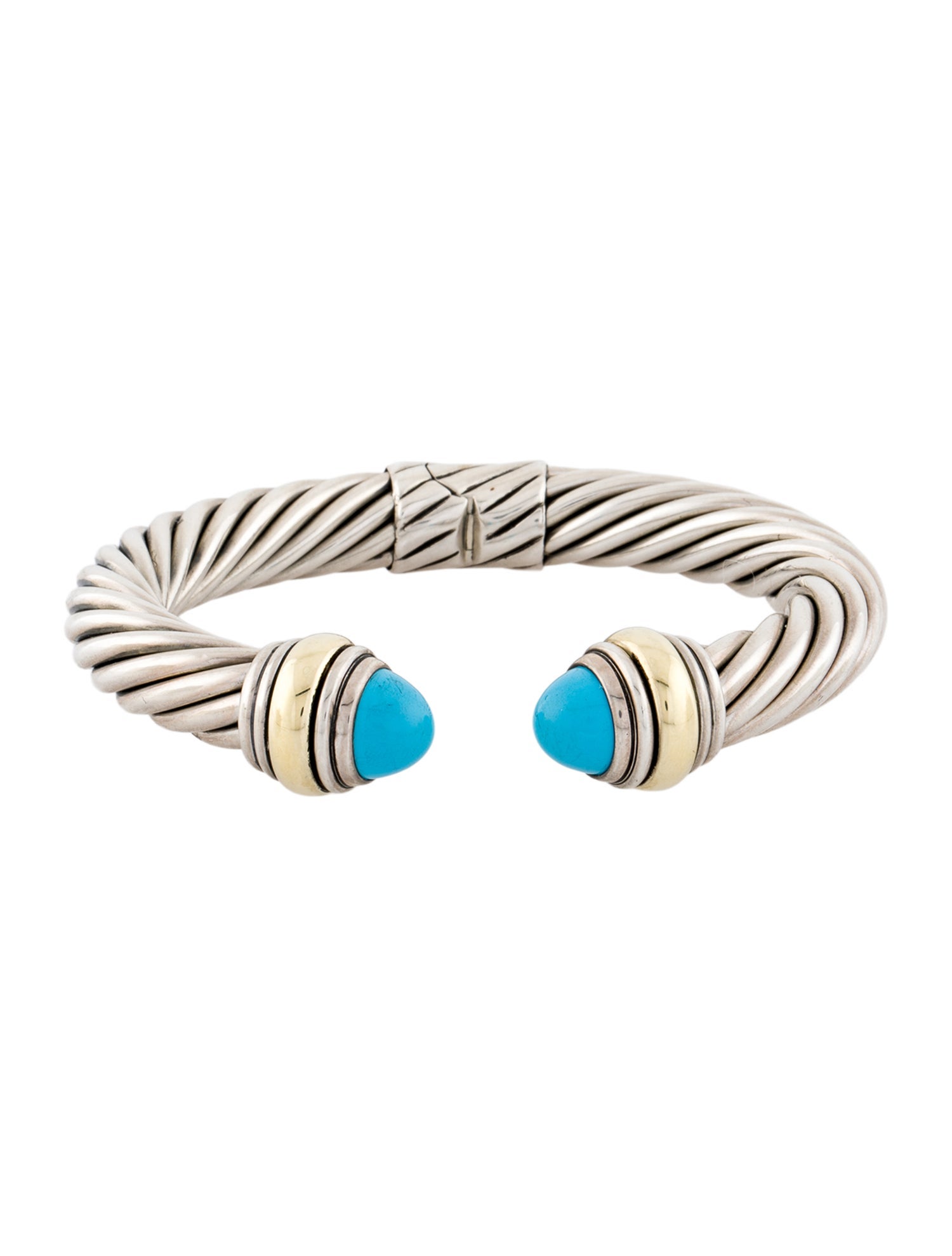 David Yurman Turquoise Classic Cable Hinged Cuff Bracelet
