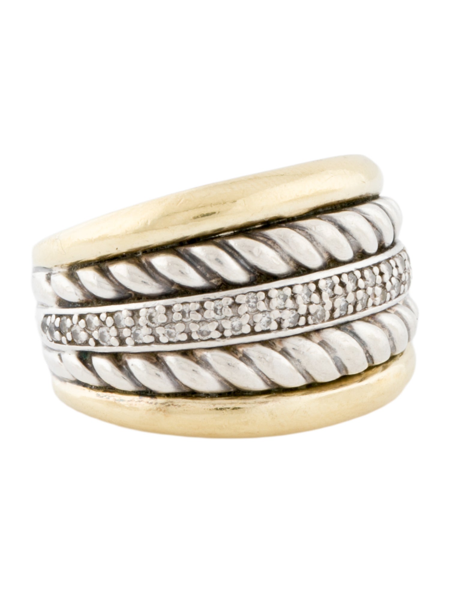 David Yurman Diamond Thoroughbred Sculpted Cable Ring
