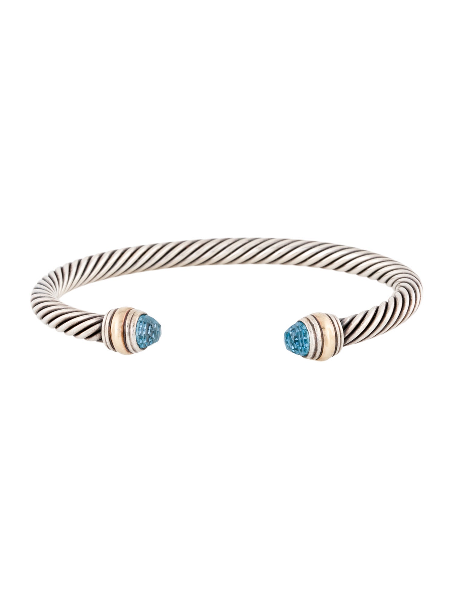 David Yurman Two-Tone Topaz Classic Cable Cuff Bracelet