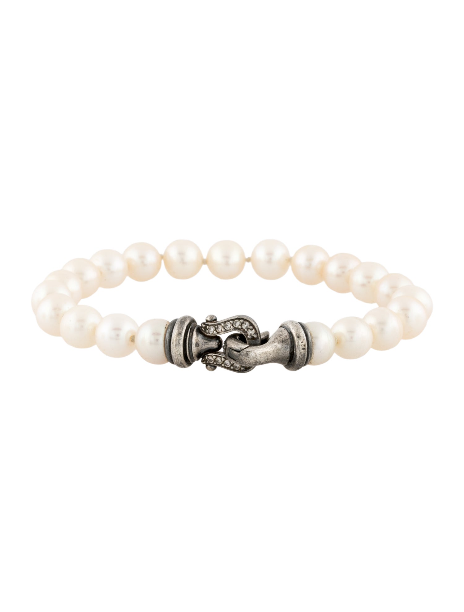 David Yurman Pearl & Diamond Buckle Bracelet