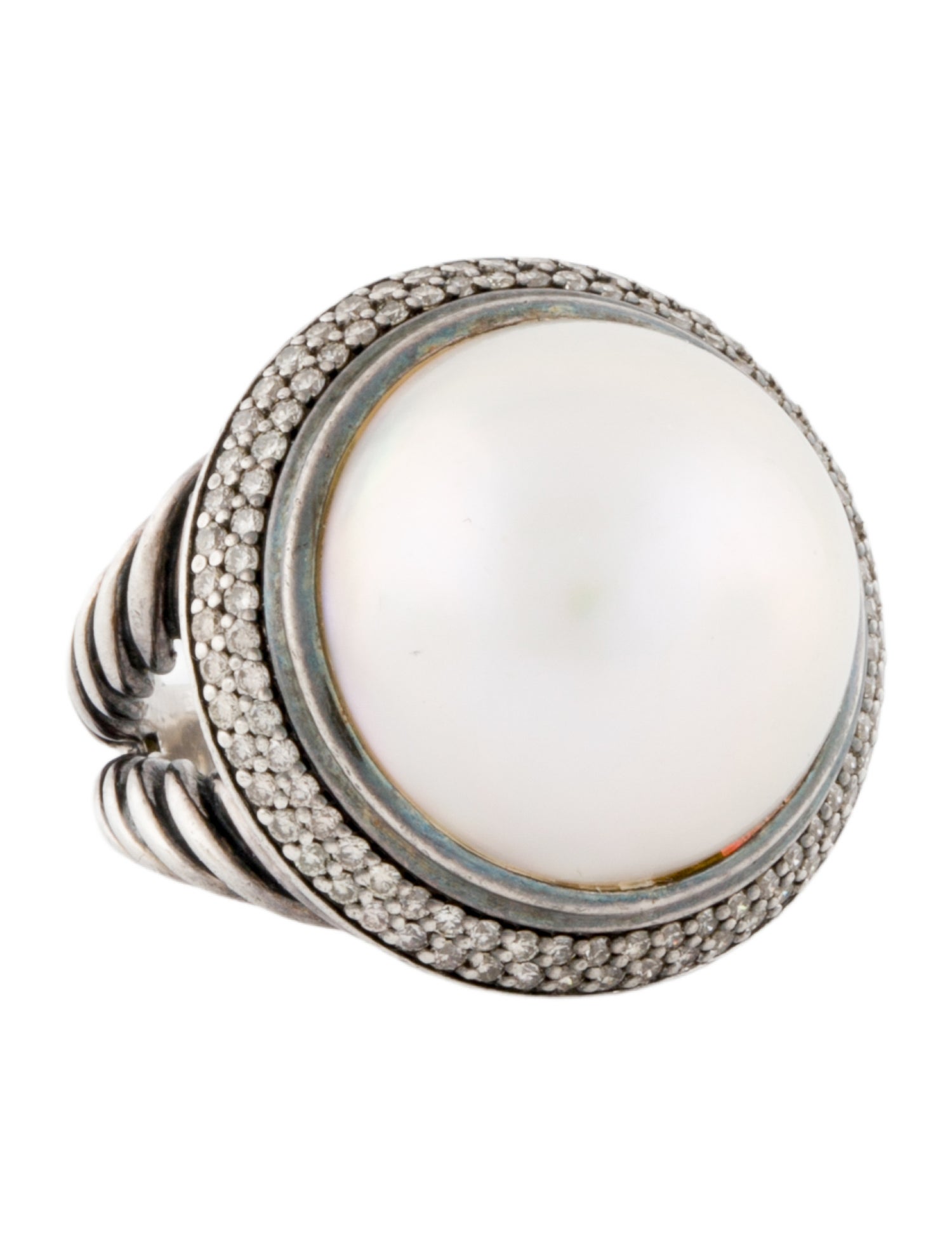 David Yurman Pearl & Diamond Cerise Cocktail Ring
