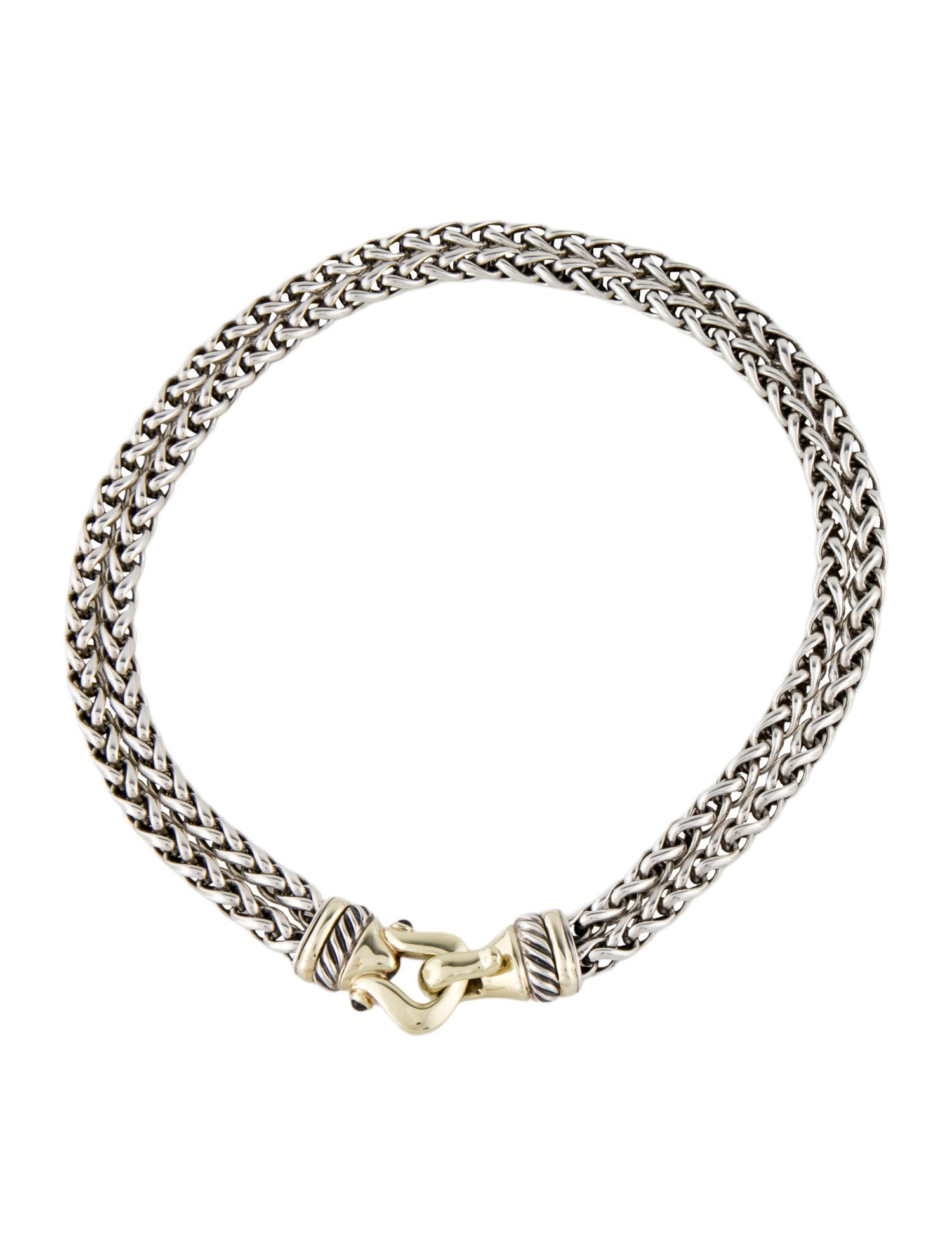 David Yurman Garnet Buckle Wheat Chain Double Strand Necklace