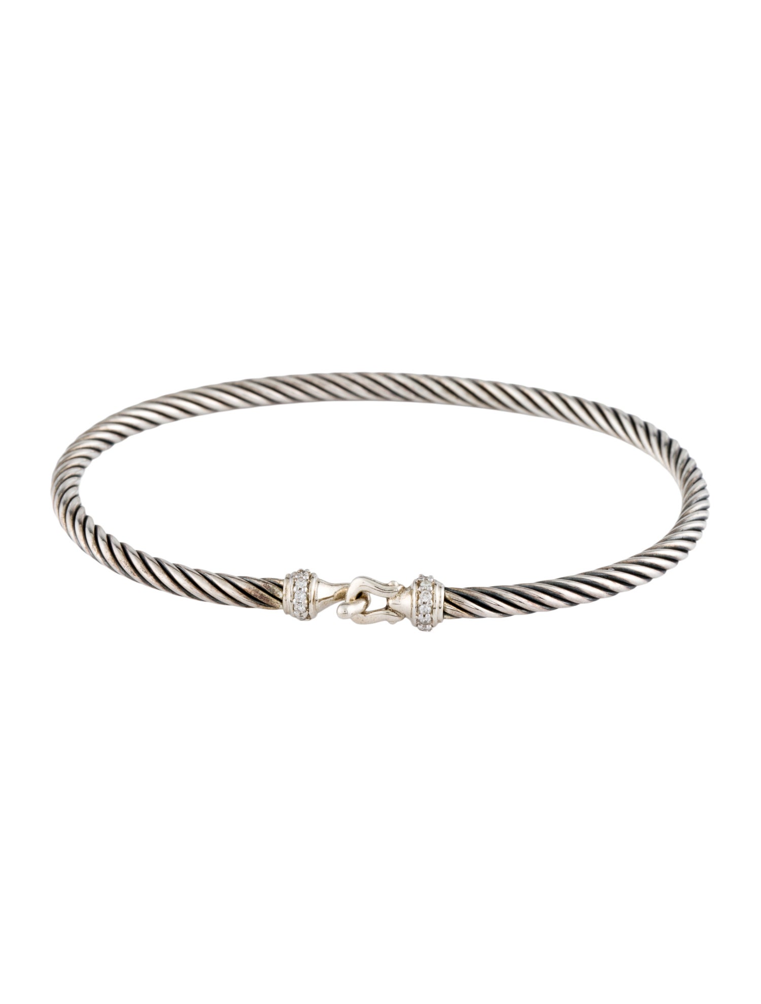 David Yurman Diamond Buckle Classic Cable Bracelet
