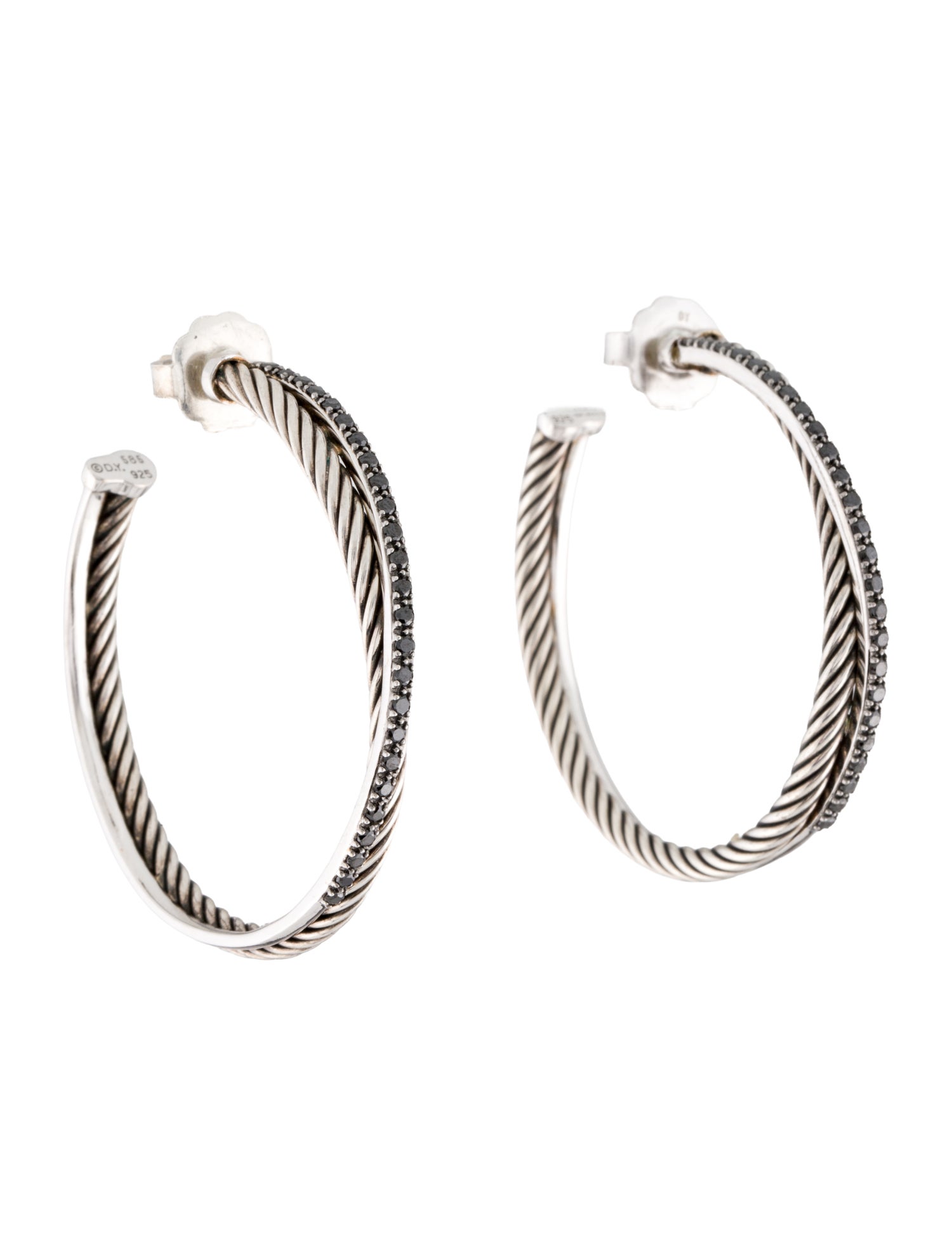 David Yurman Diamond Crossover Hoop Earrings