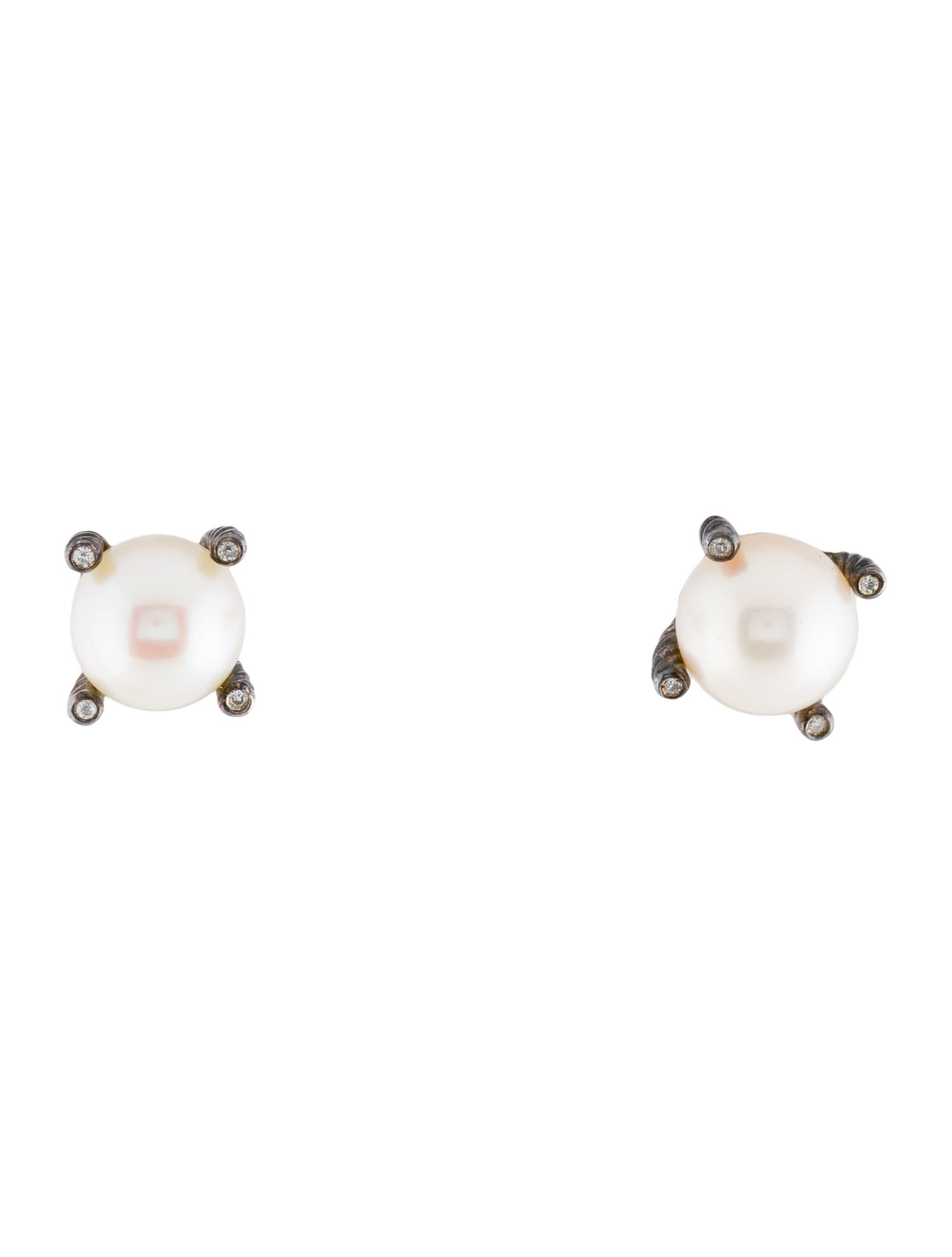David Yurman Pearl & Diamond Cable Studs