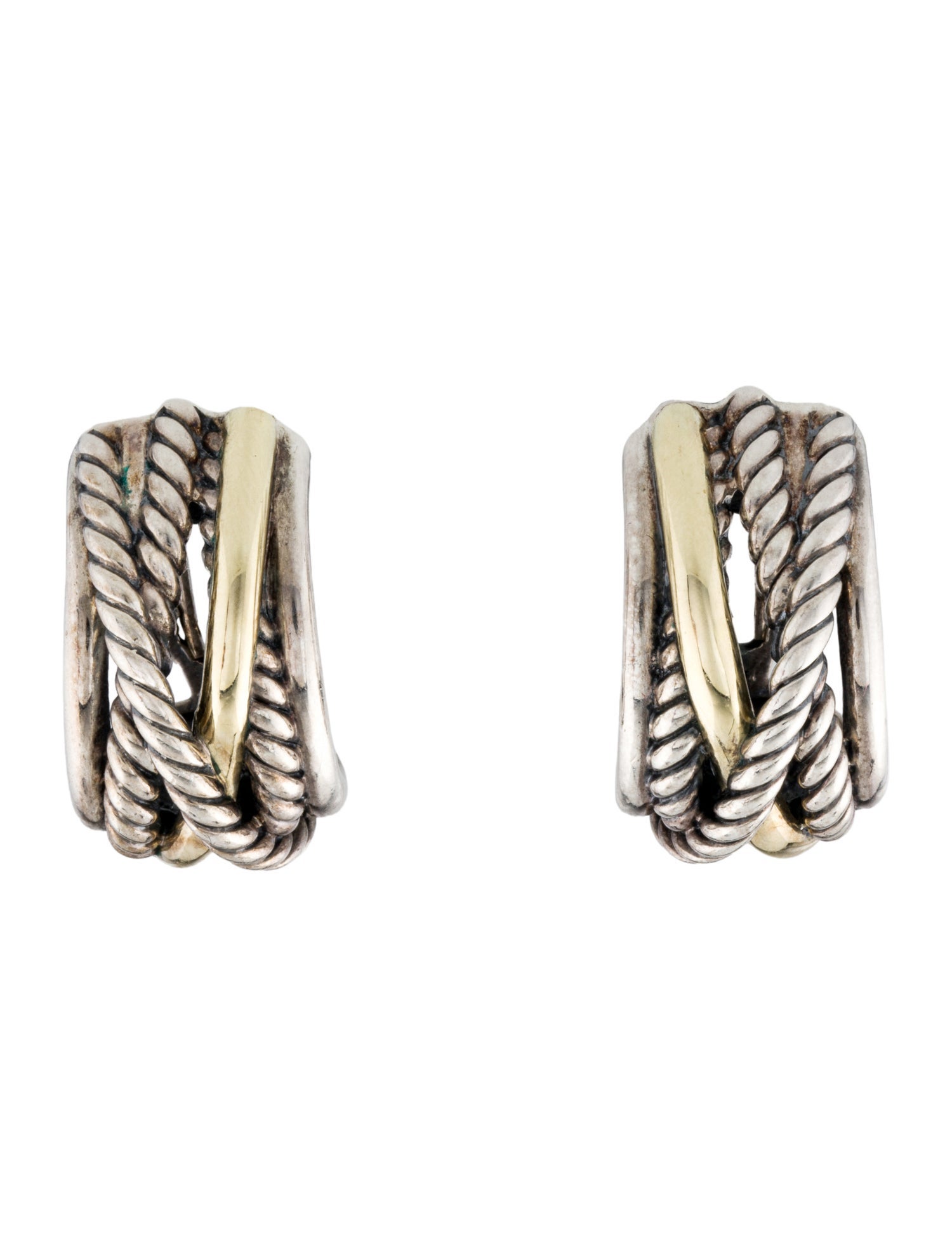 David Yurman Two-Tone Cable Crossover Earclips