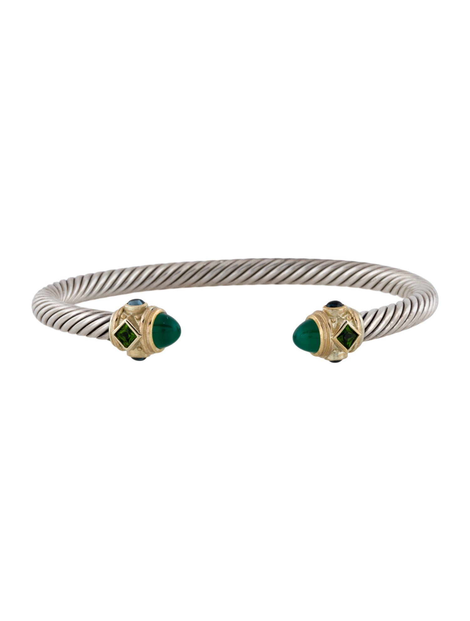 David Yurman Renaissance Chalcedony Diopside & Topaz Cuff Bracelet