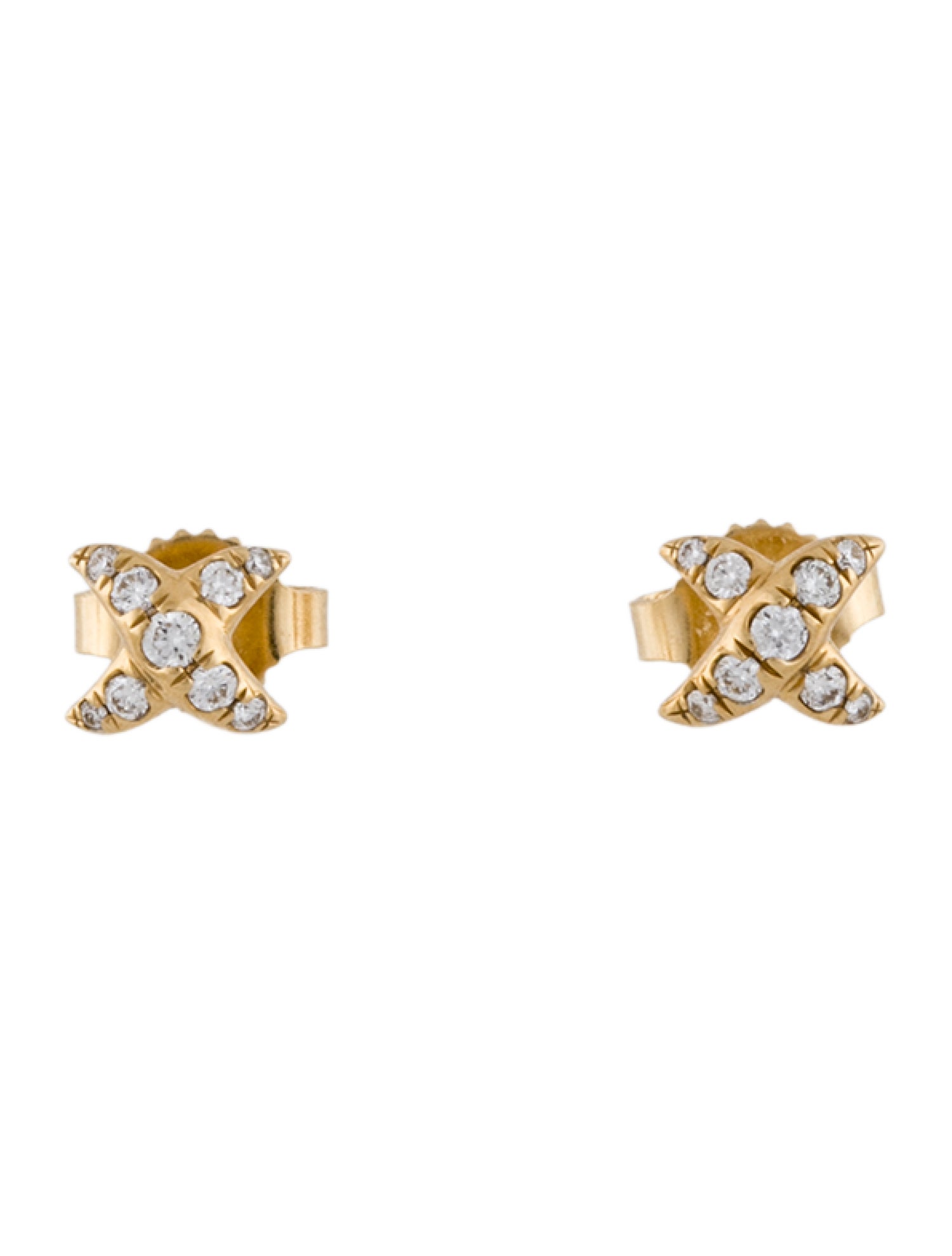 David Yurman 18K Diamond Crossover X Stud Earrings