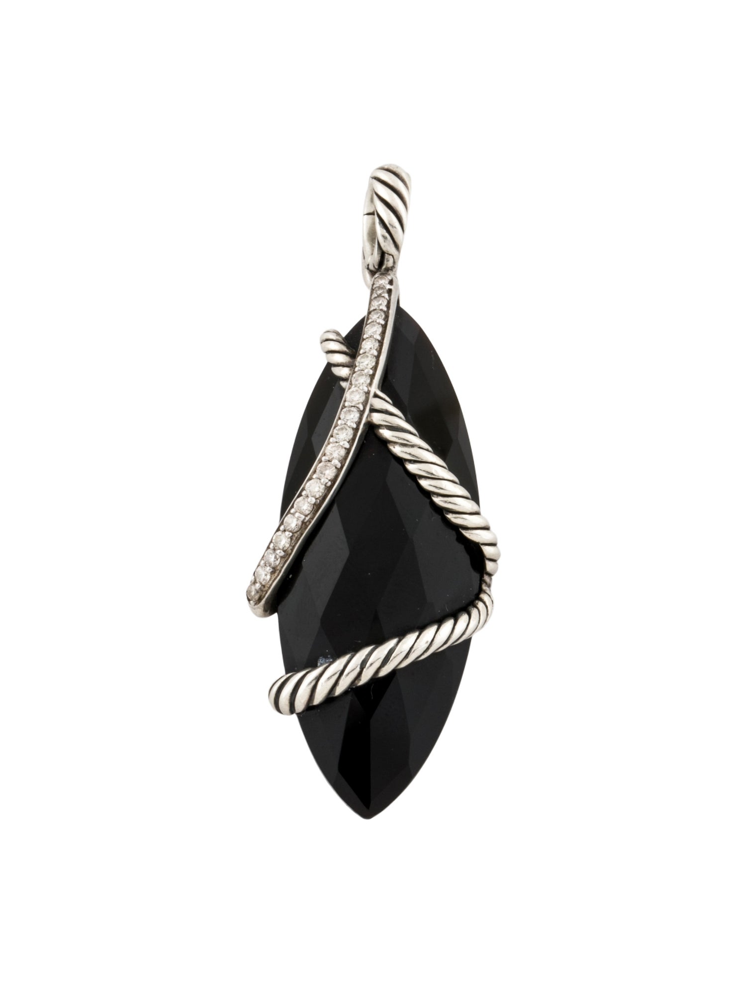 David Yurman Onyx & Diamond Cable Wrap Enhancer Pendant