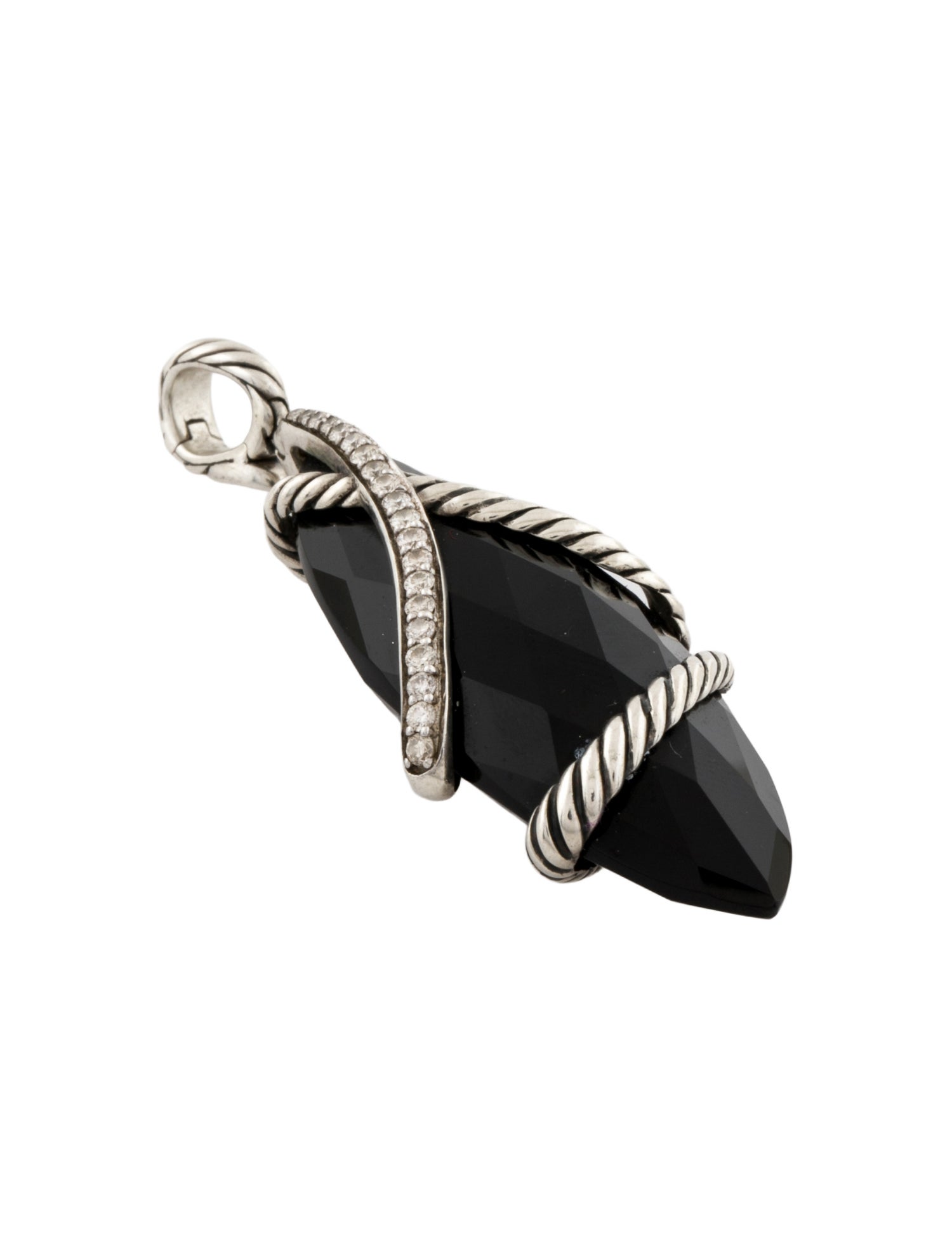 David Yurman Onyx & Diamond Cable Wrap Enhancer Pendant