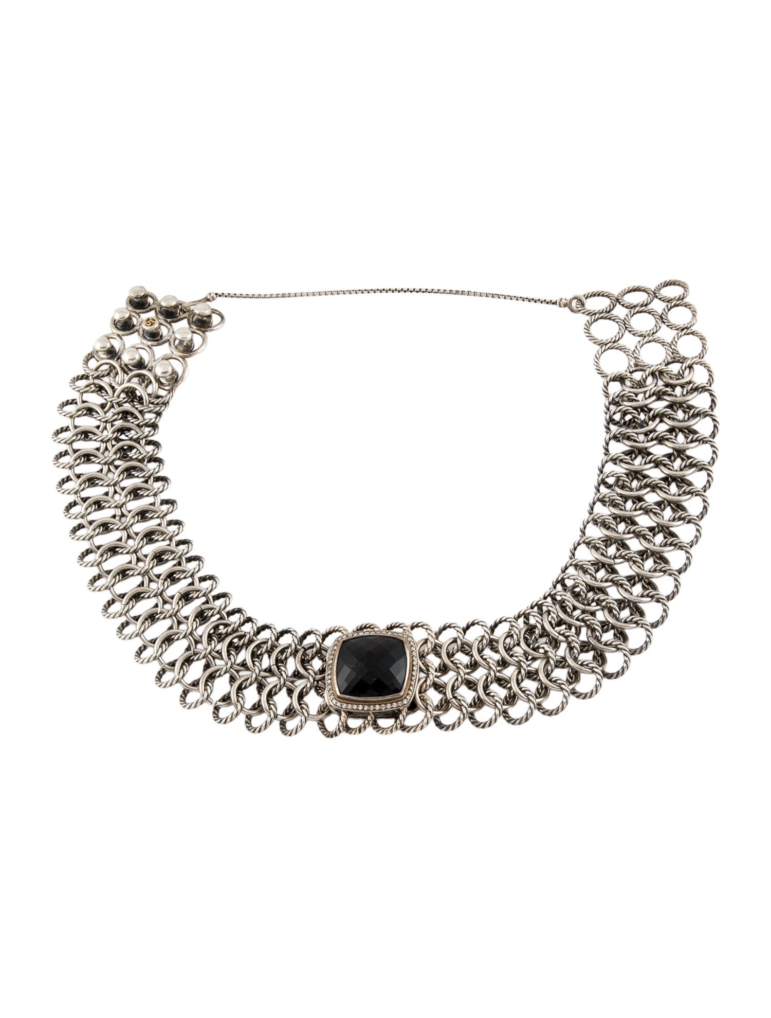 David Yurman Onyx & Diamond Atlas Collar Necklace