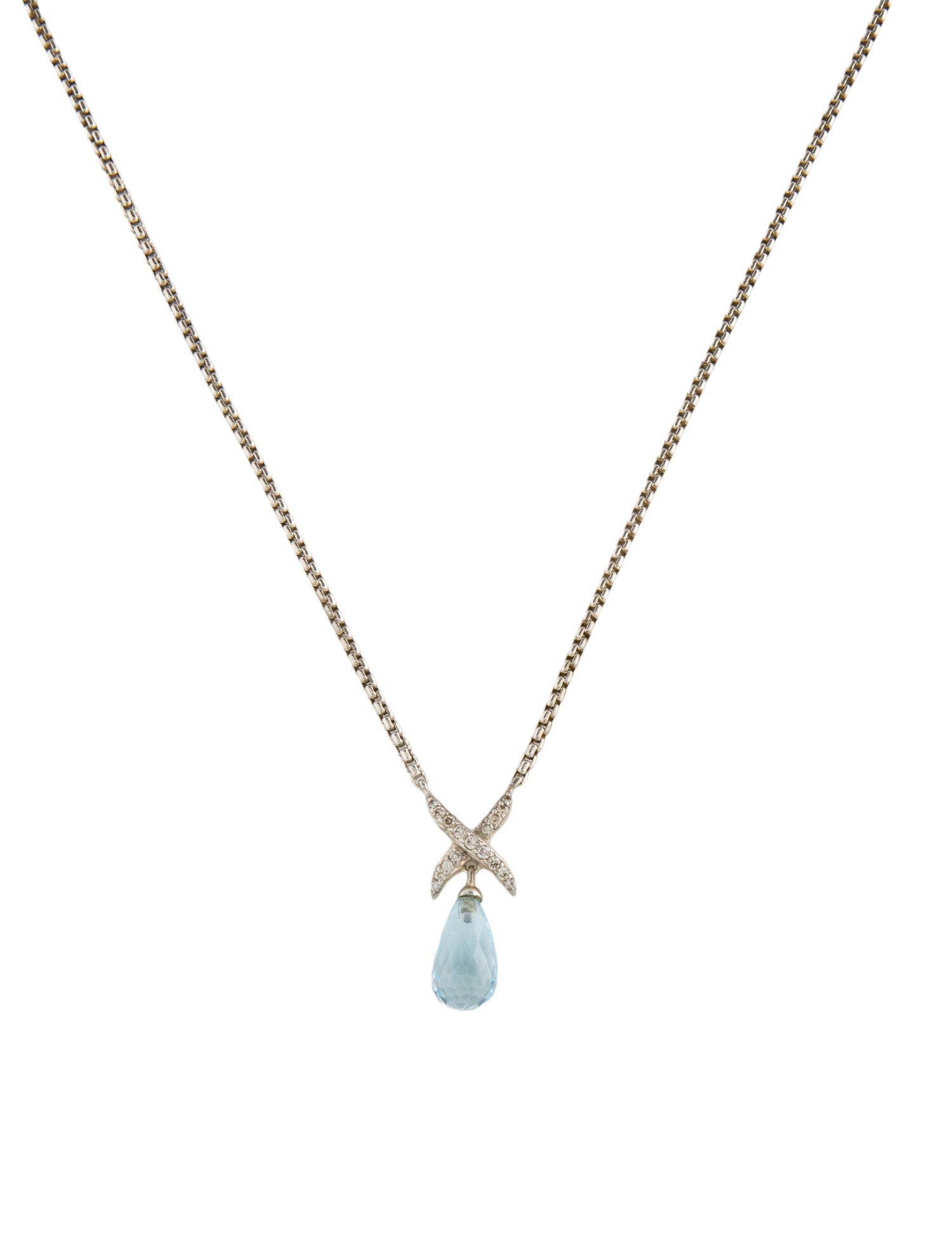 David Yurman Topaz & Diamond X Pendant Necklace