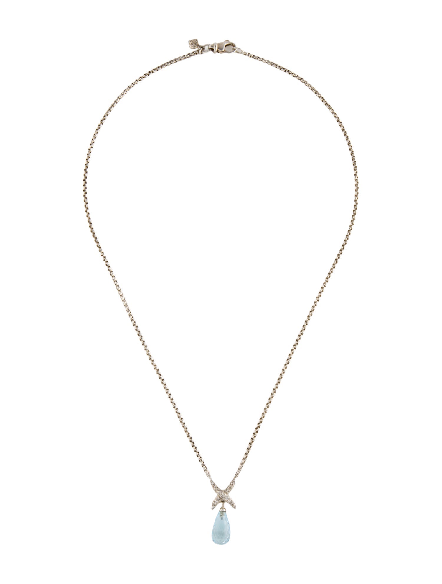 David Yurman Topaz & Diamond X Pendant Necklace