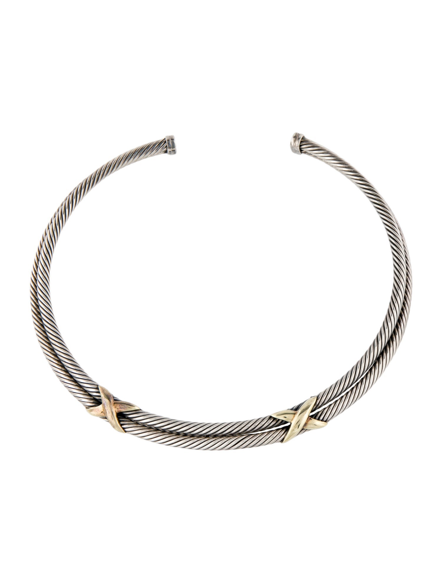 David Yurman Two-Tone Double Row X Station Cable Necklace