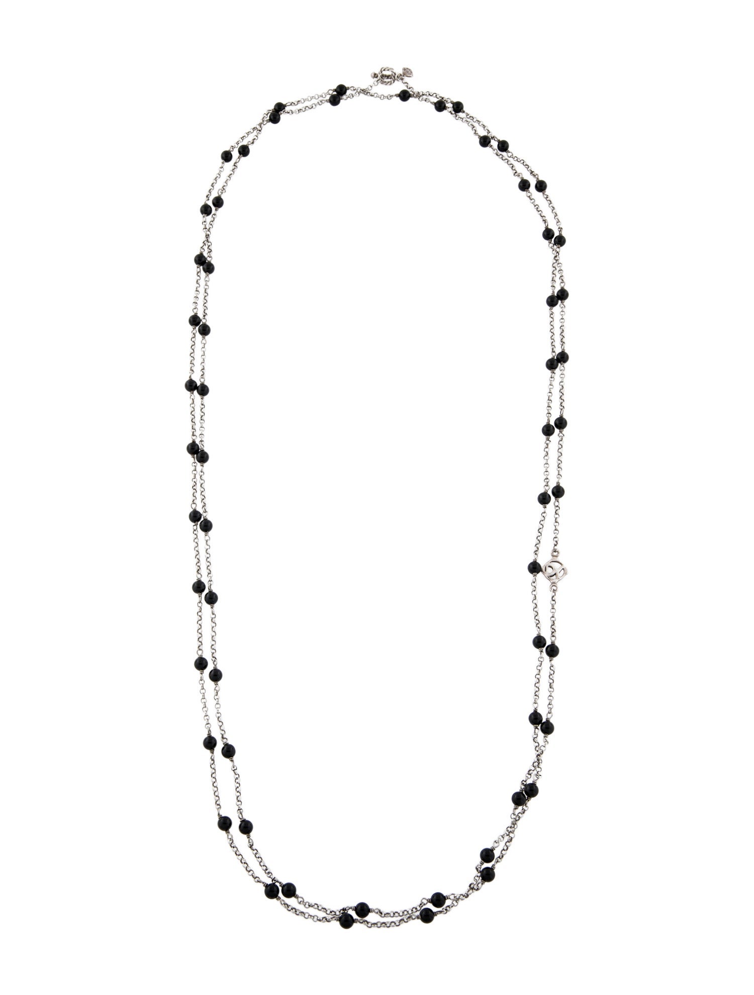 David Yurman Onyx Bead Bijoux Station Necklace