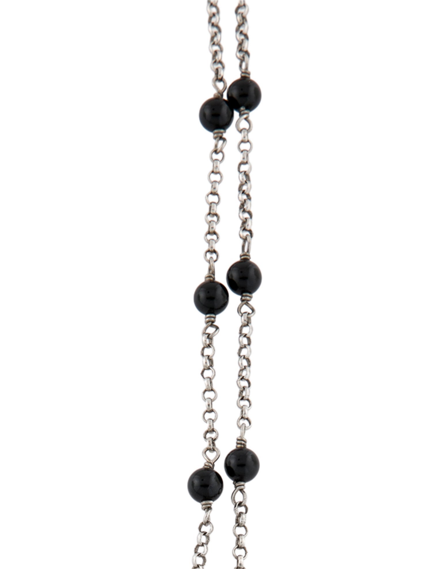 David Yurman Onyx Bead Bijoux Station Necklace