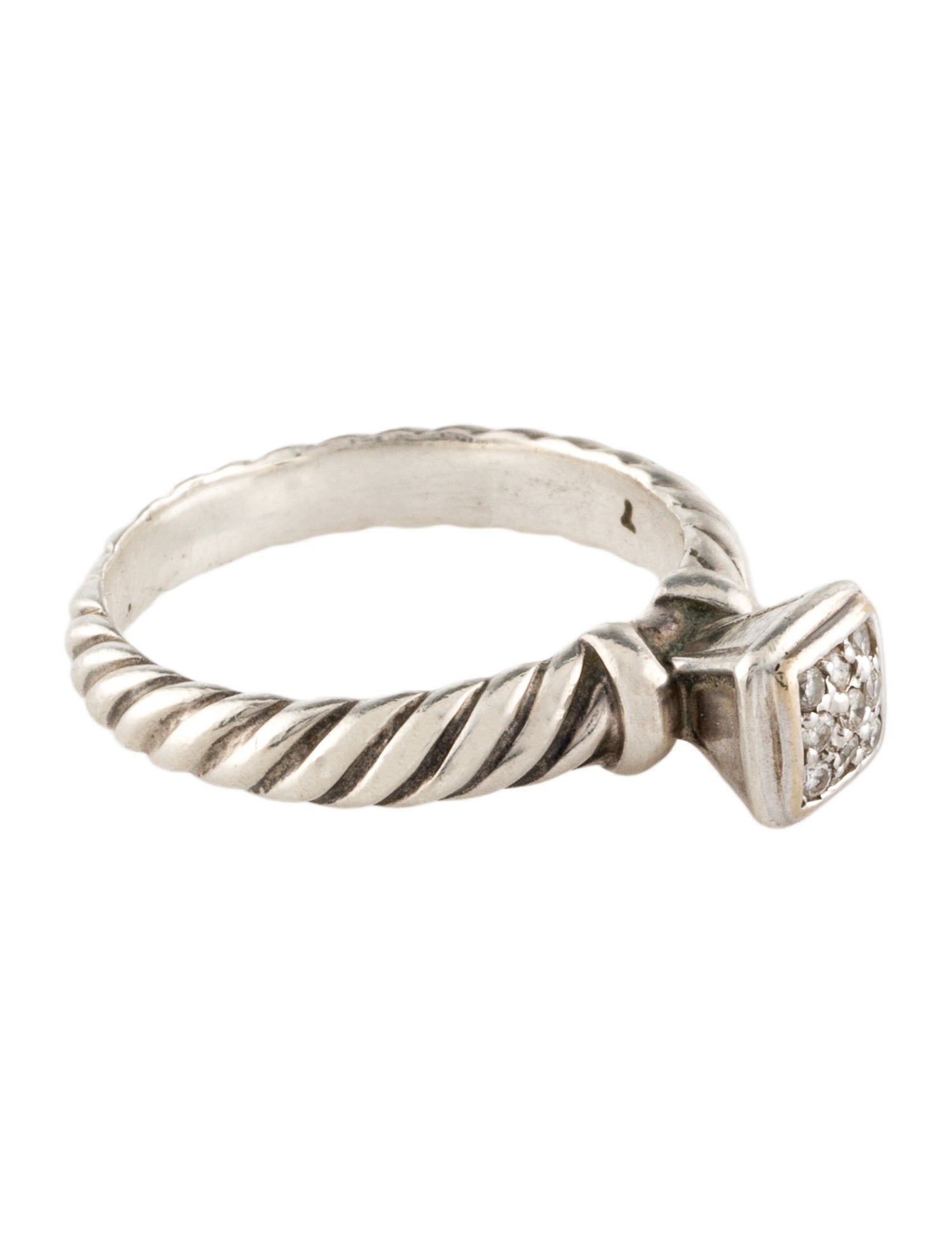 David Yurman Diamond Pave Square Stacking Ring