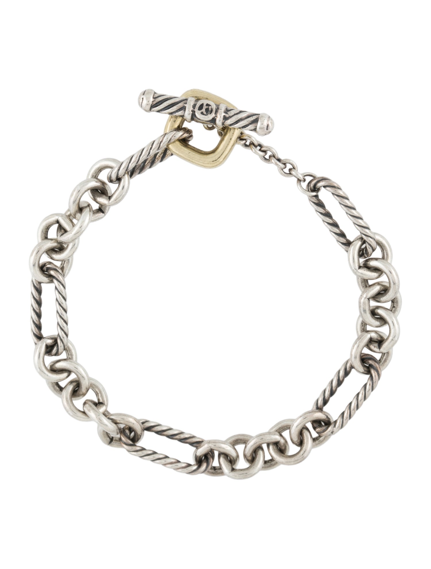 David Yurman Two-Tone Figaro Chain Toggle Bracelet