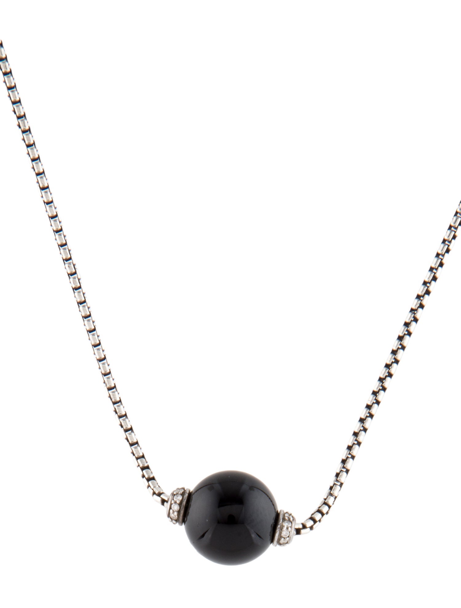 David Yurman Onyx & Diamond Solari Pendant Necklace
