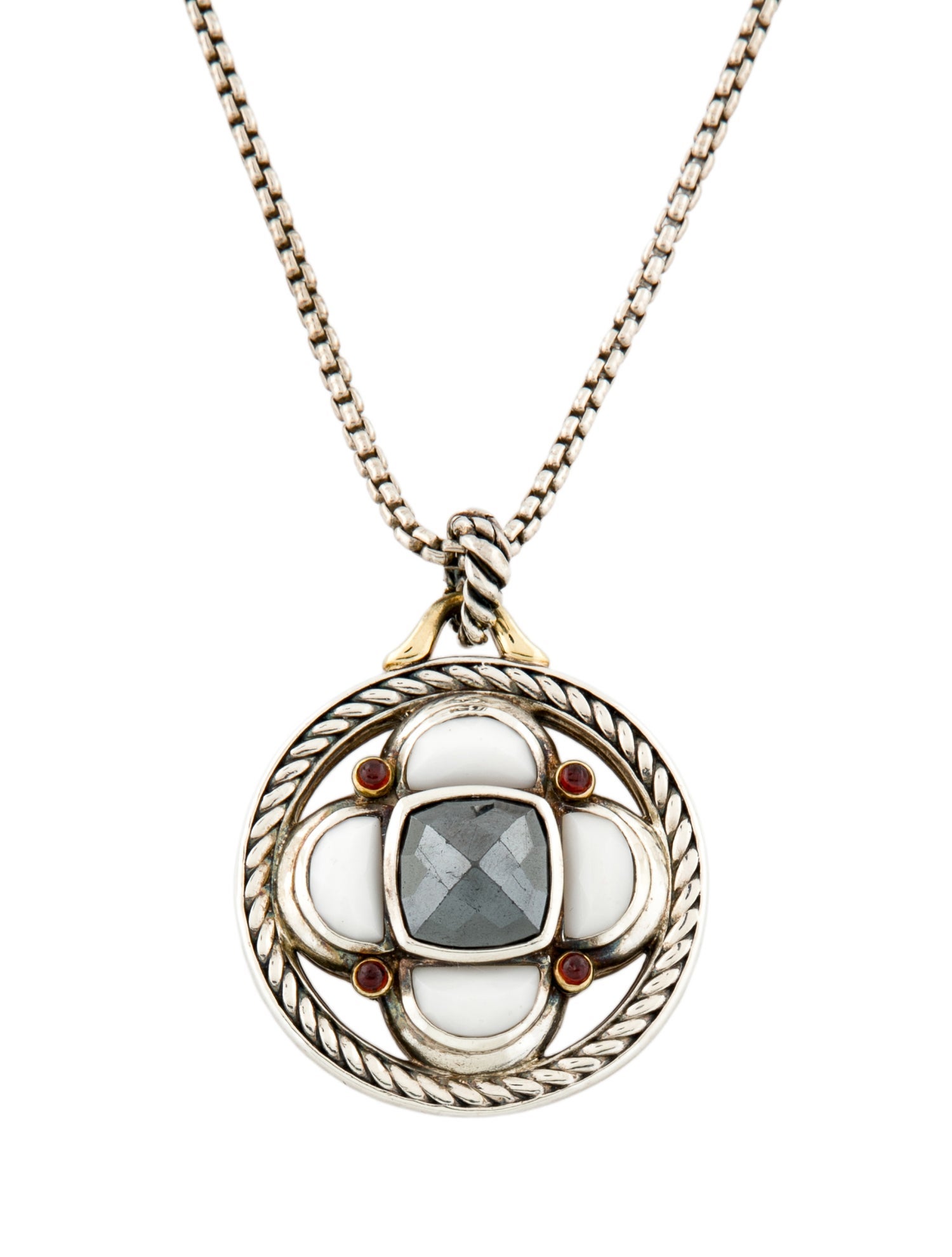 David Yurman Multistone Large Half-Moon Renaissance Pendant Necklace