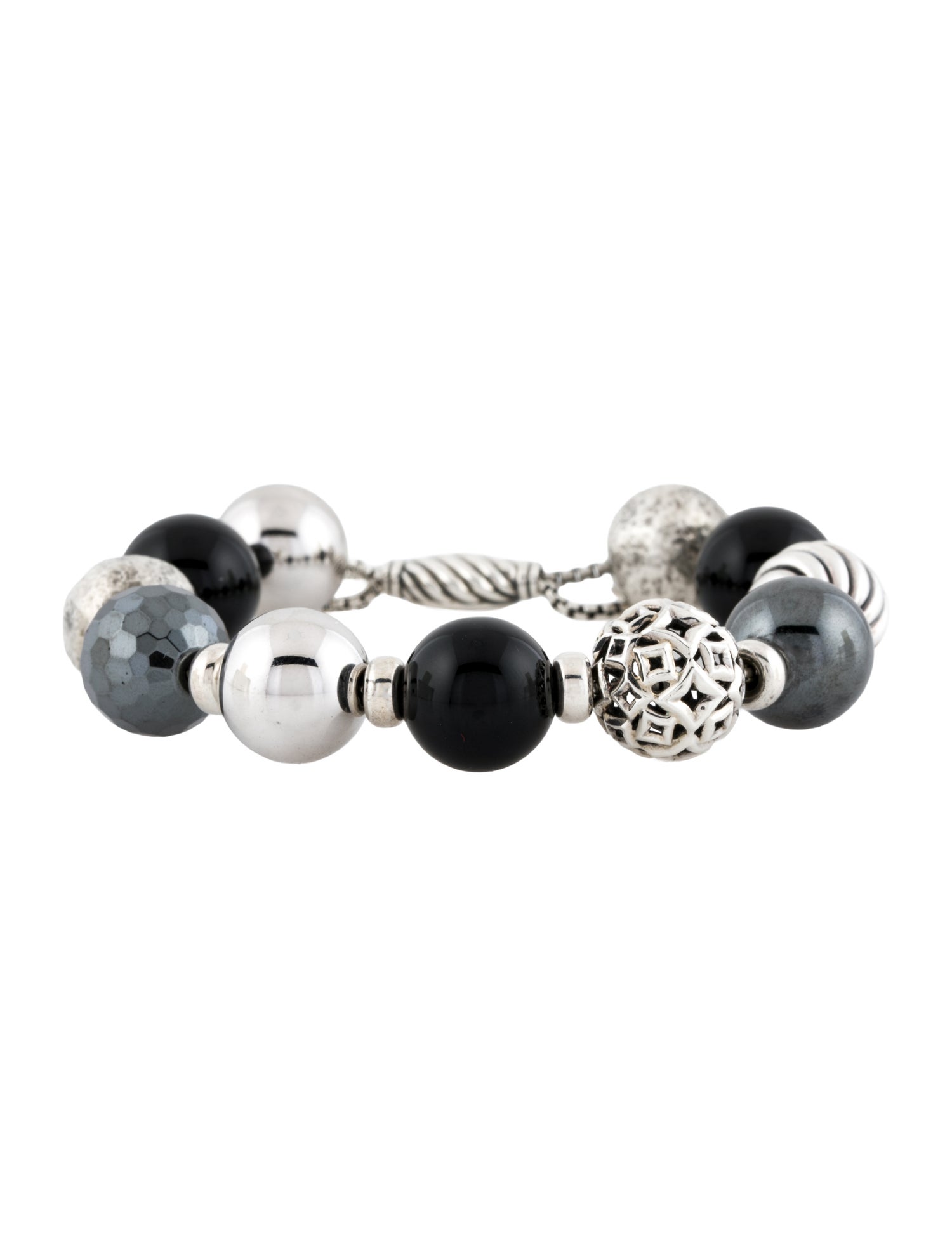 David Yurman Onyx & Hematine Elements Bead Bracelet