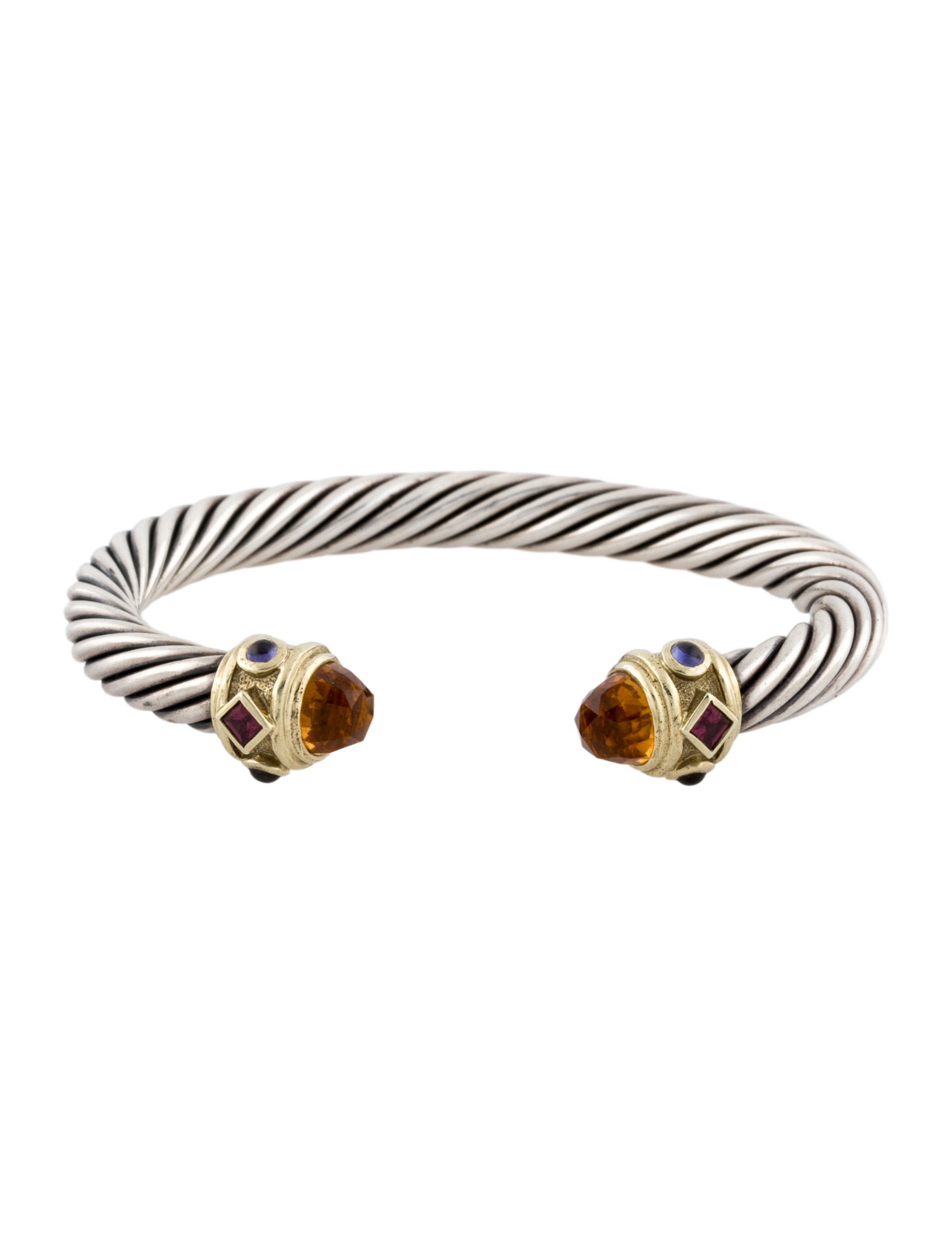 David Yurman Citrine, Iolite, Garnet & Rhodolite Cable Flex Cuff Bracelet