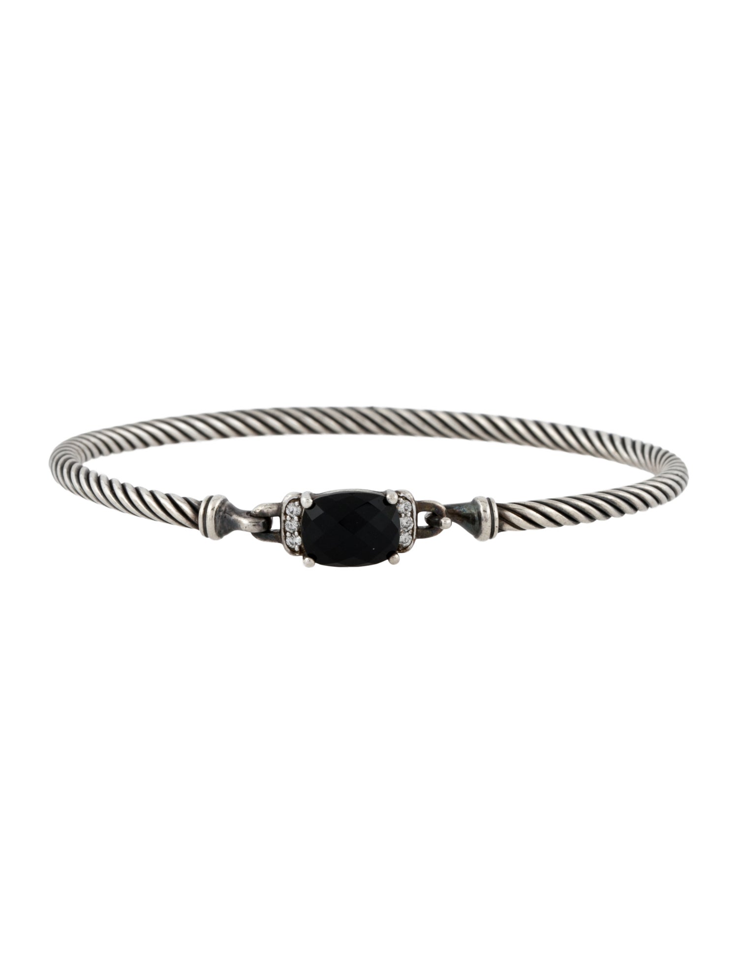 David Yurman Onyx & Diamond Petite Wheaton Bracelet