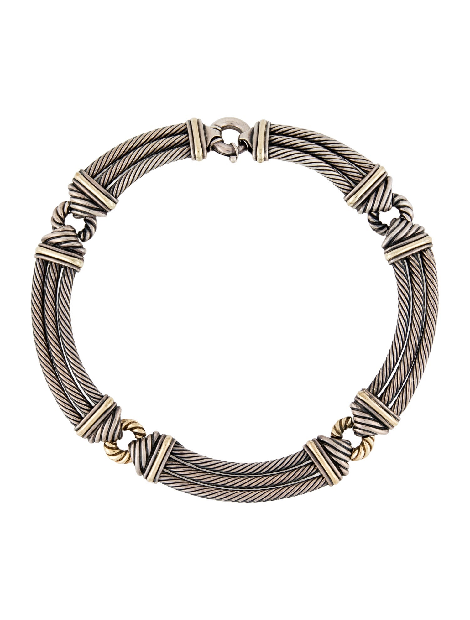 David Yurman Two-Tone Triple Cable Collar Necklace