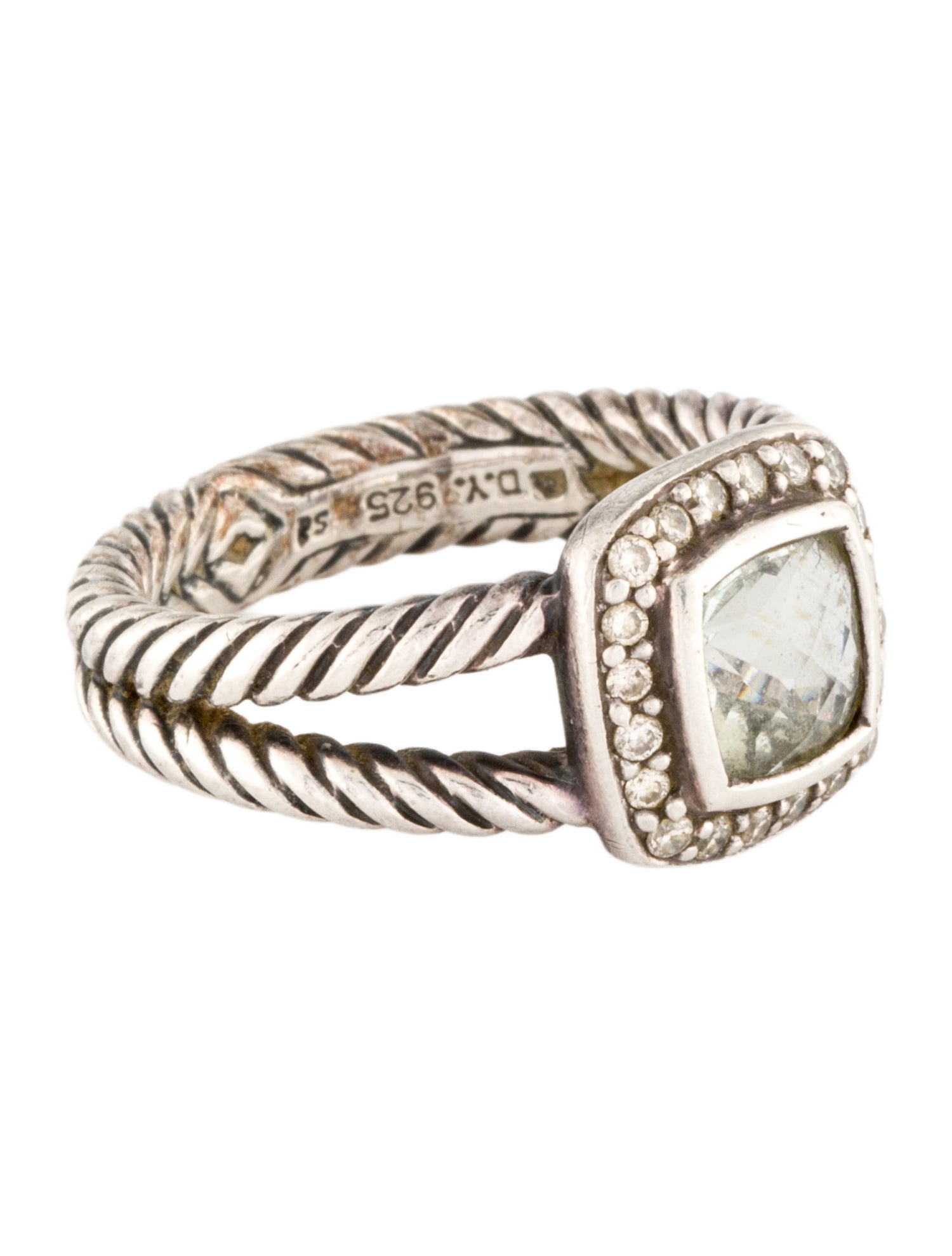 David Yurman Prasiolite & Diamond Petite Albion Ring