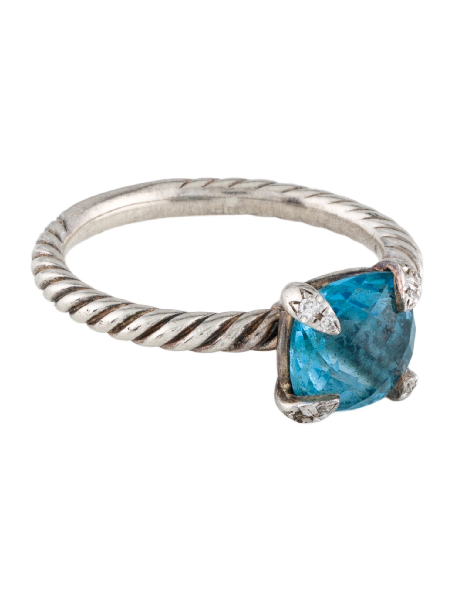 David Yurman Topaz & Diamond Chatelaine Cocktail Ring