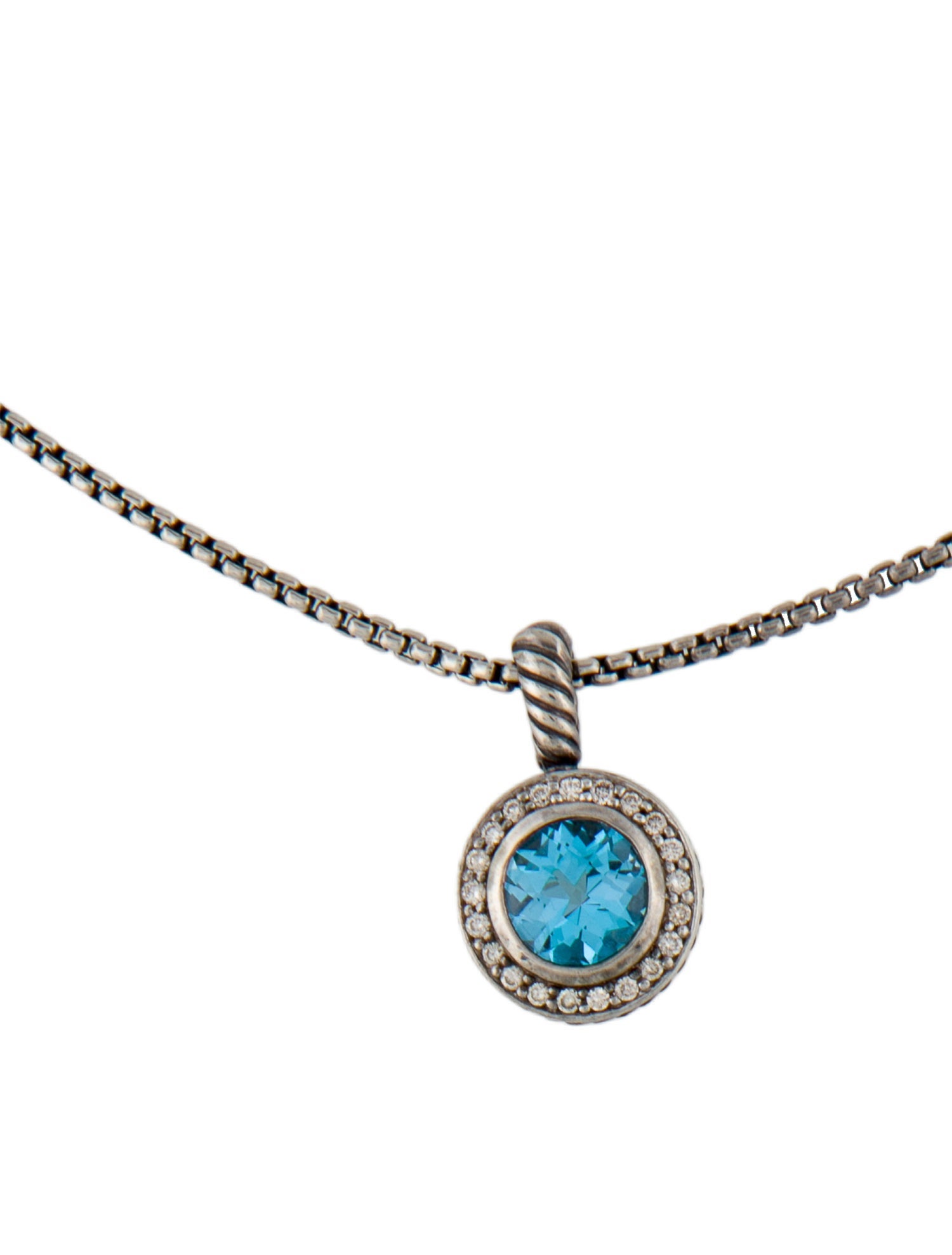 David Yurman Topaz & Diamond Cerise Pendant Necklace