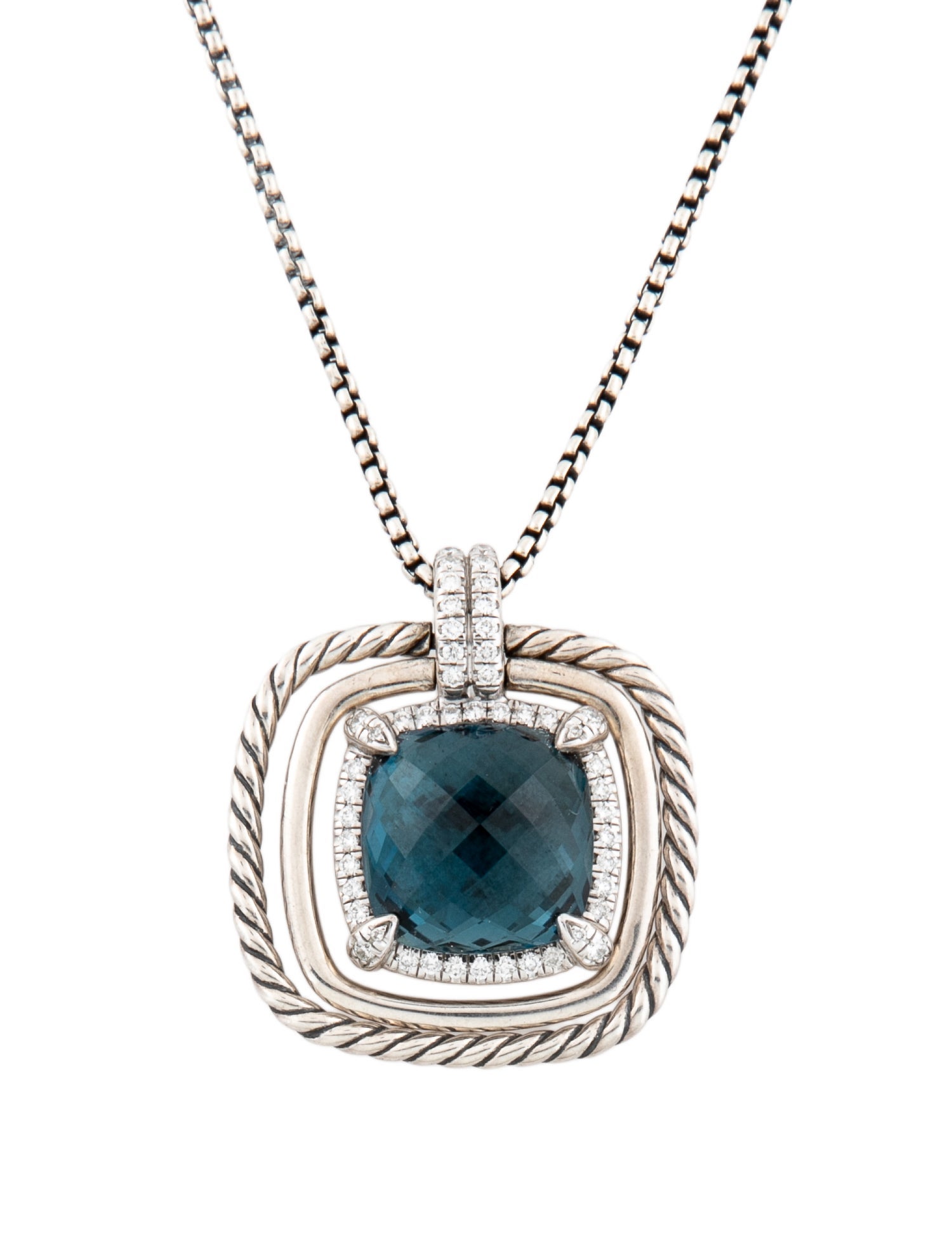 David Yurman Topaz & Diamond Châtelaine Pavé Bezel Pendant Necklace