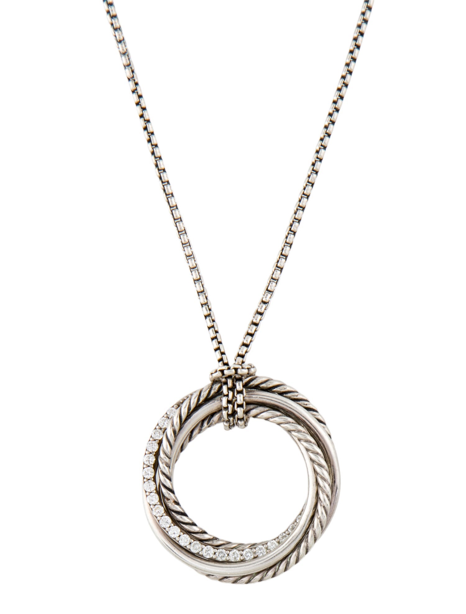 David Yurman Diamond Crossover Pendant Necklace