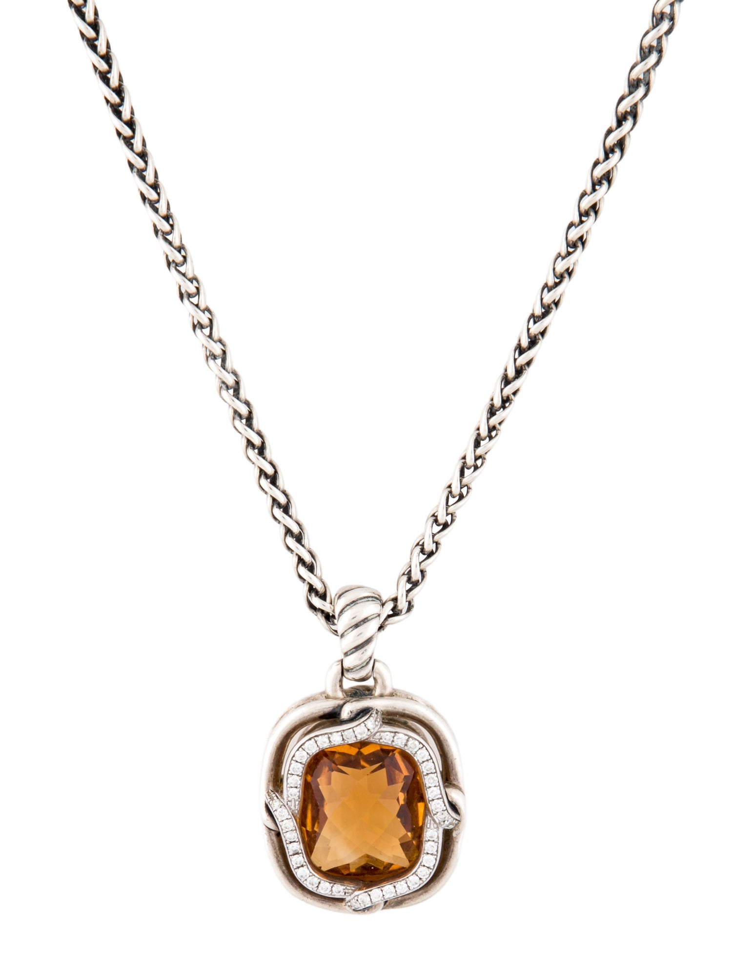 David Yurman Citrine & Diamond Labyrinth Pendant Necklace