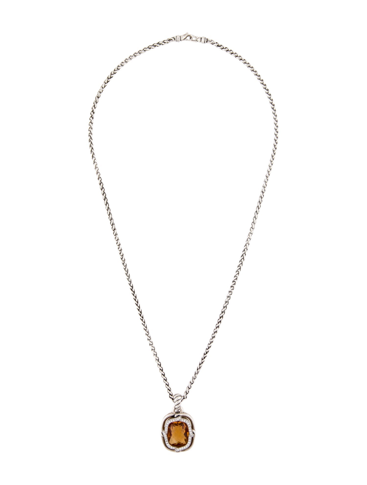 David Yurman Citrine & Diamond Labyrinth Pendant Necklace